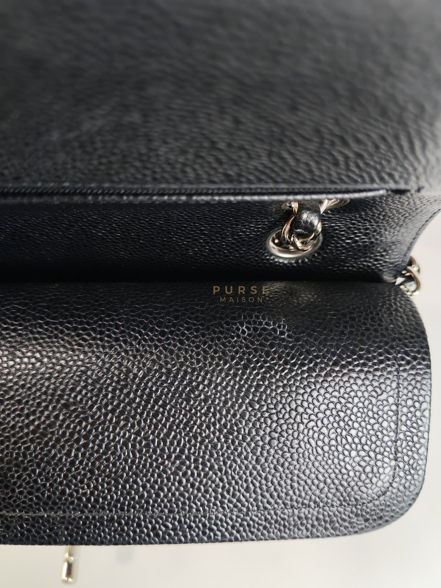 Classic Double Flap Medium in Black Caviar Leather Silver Hardware (Series 18) | Purse Maison Luxury Bags Shop