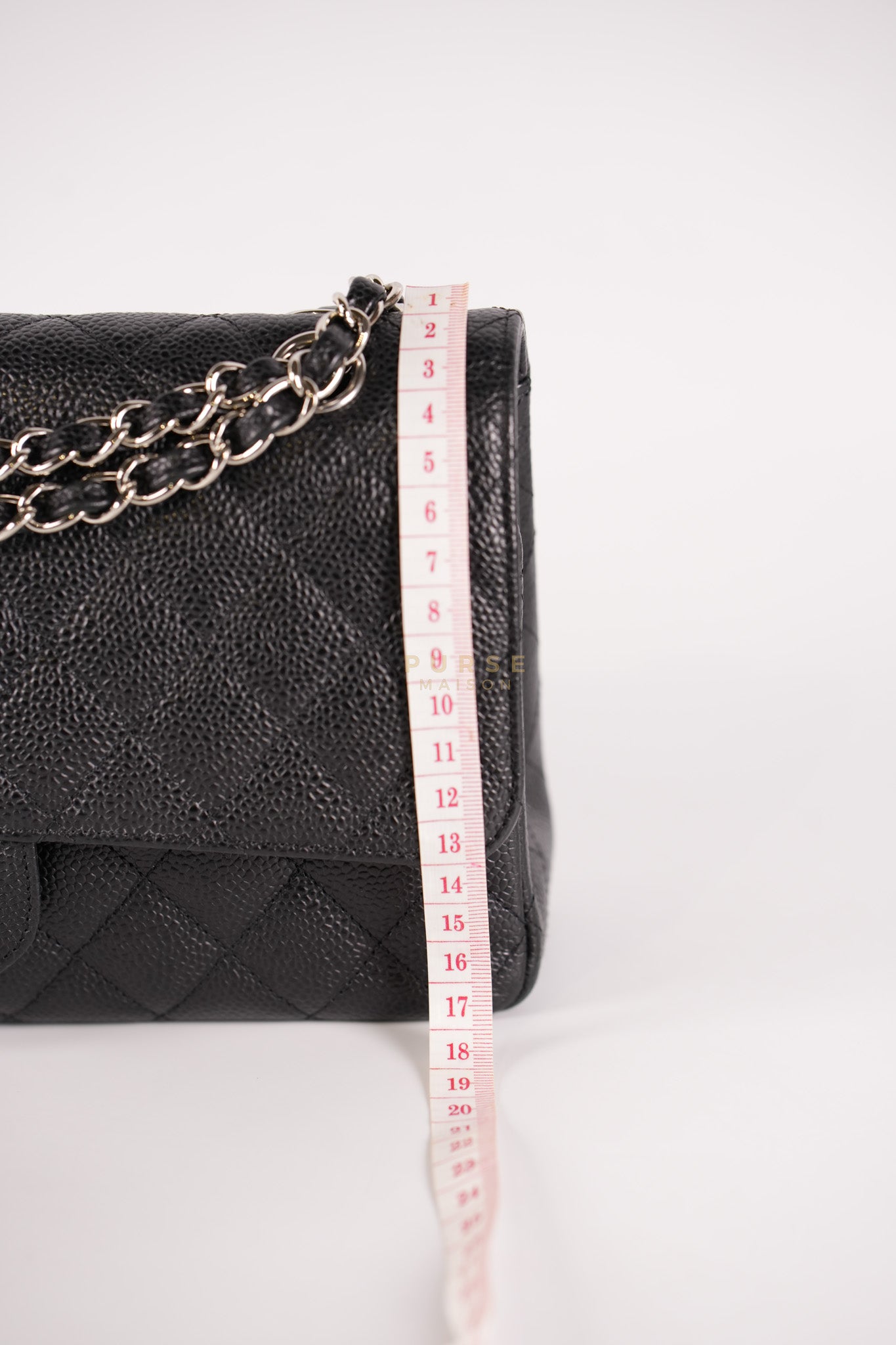 Classic Double Flap Medium in Black Caviar Leather Silver Hardware (Series 18) | Purse Maison Luxury Bags Shop