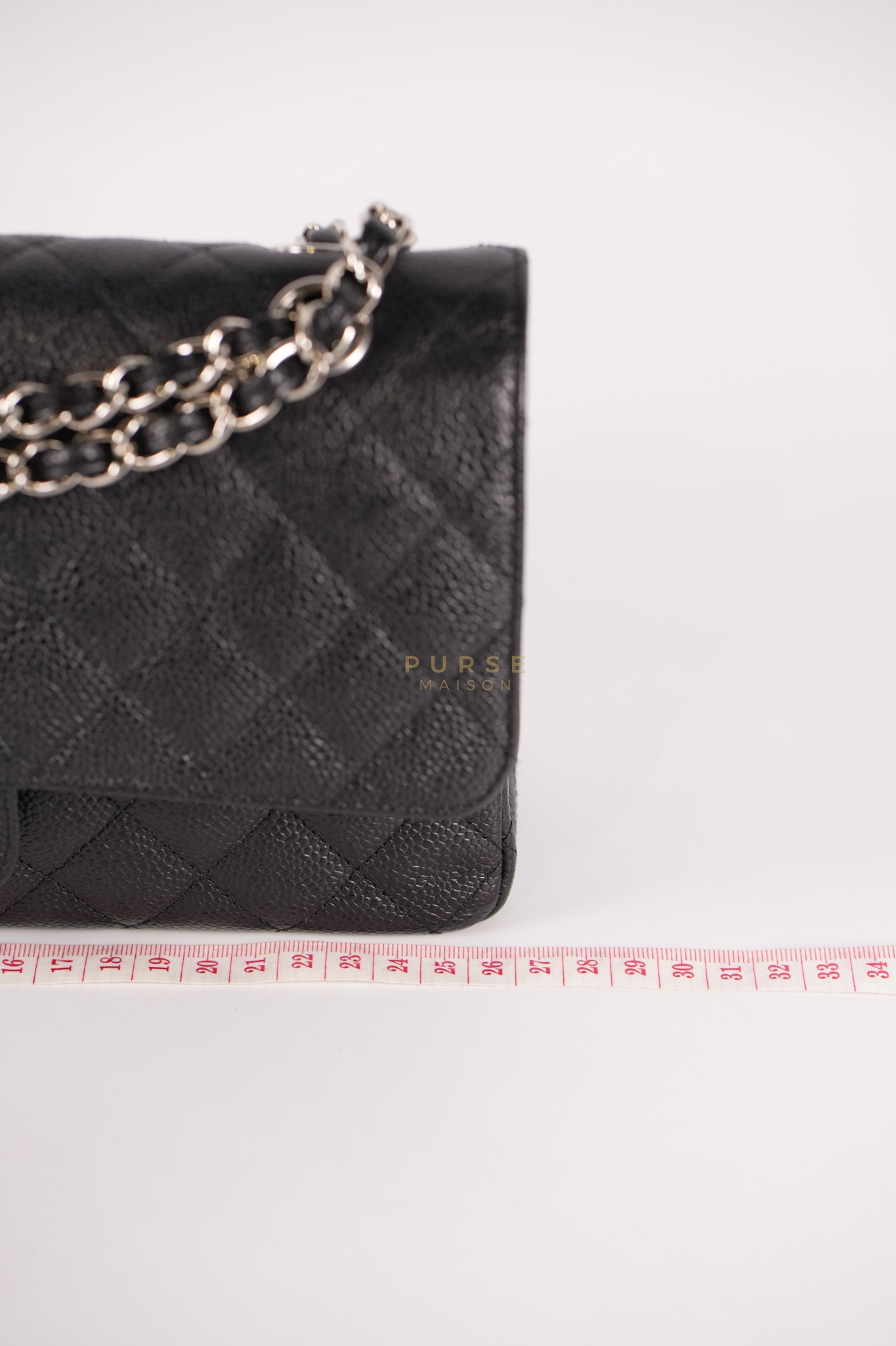 Classic Double Flap Medium in Black Caviar Leather Silver Hardware (Series 18) | Purse Maison Luxury Bags Shop