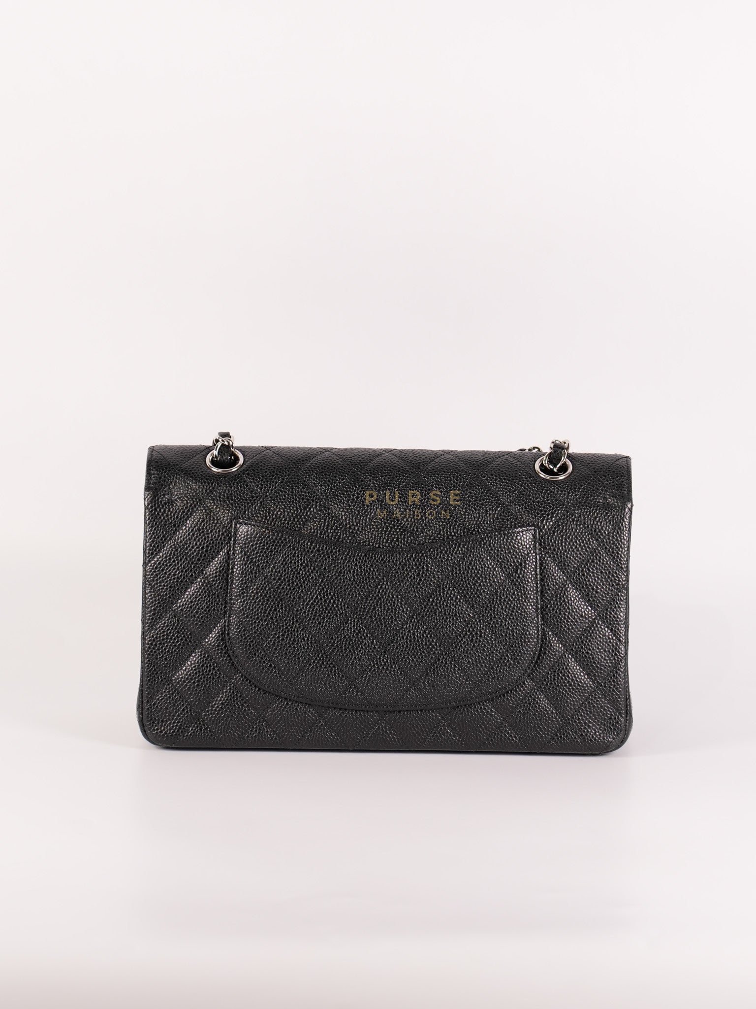 Classic Double Flap Medium in Black Caviar Leather Silver Hardware (Series 18) | Purse Maison Luxury Bags Shop