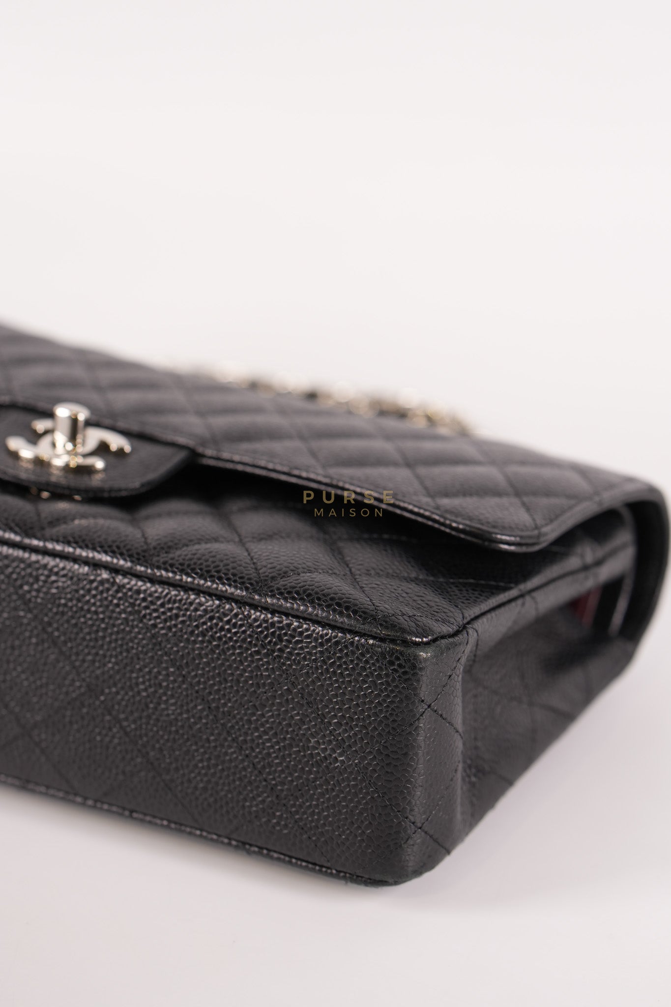 Classic Double Flap Medium in Black Caviar Leather Silver Hardware (Series 18) | Purse Maison Luxury Bags Shop