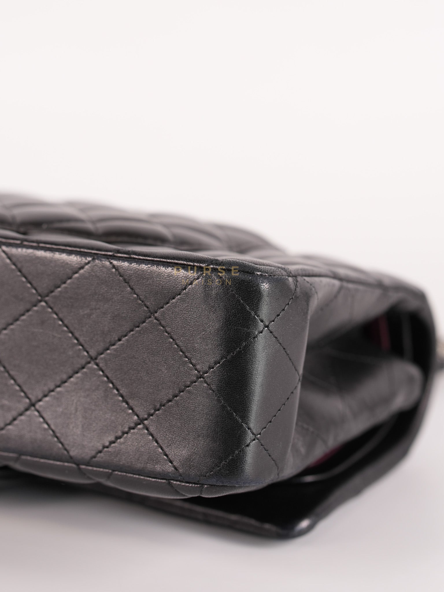 Classic Double Flap Medium in Black Lambskin Leather and Silver Hardware Series 25 | Purse Maison Luxury Bags Shop