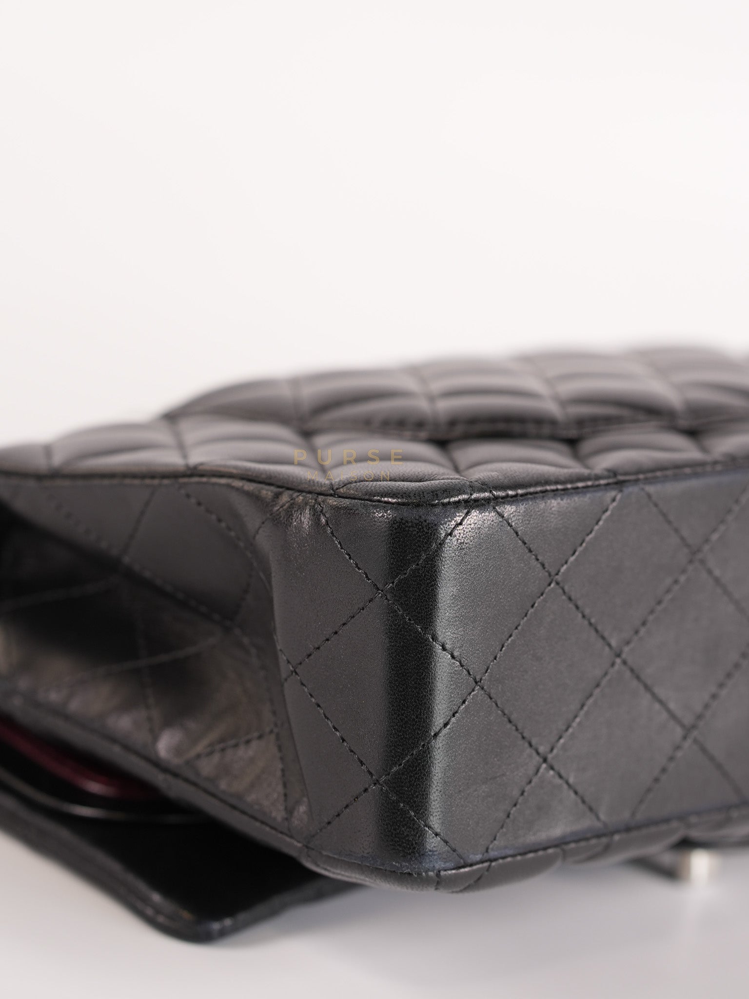 Classic Double Flap Medium in Black Lambskin Leather and Silver Hardware Series 25 | Purse Maison Luxury Bags Shop