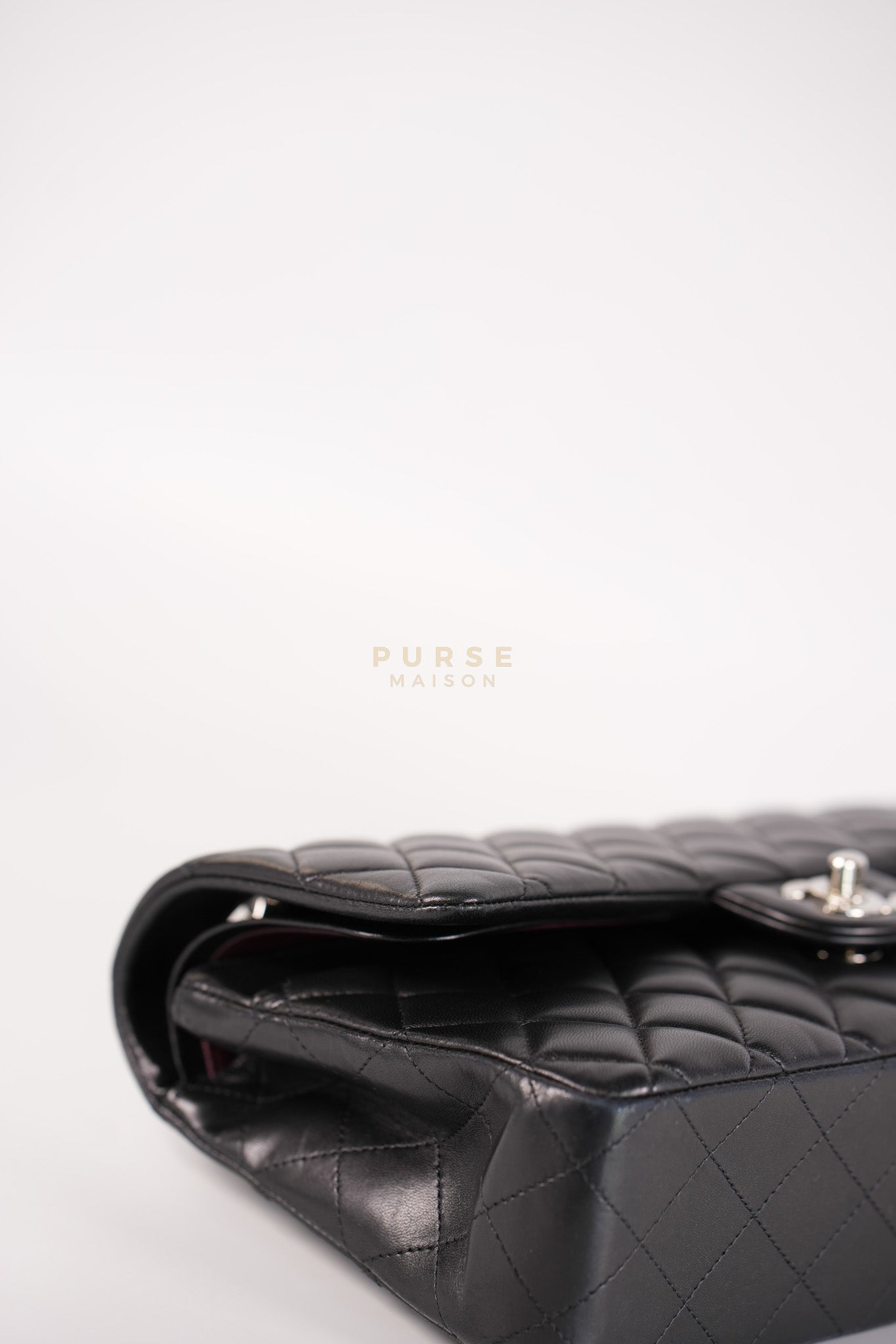 Classic Double Flap Medium in Black Lambskin Leather and Silver Hardware Series 25 | Purse Maison Luxury Bags Shop