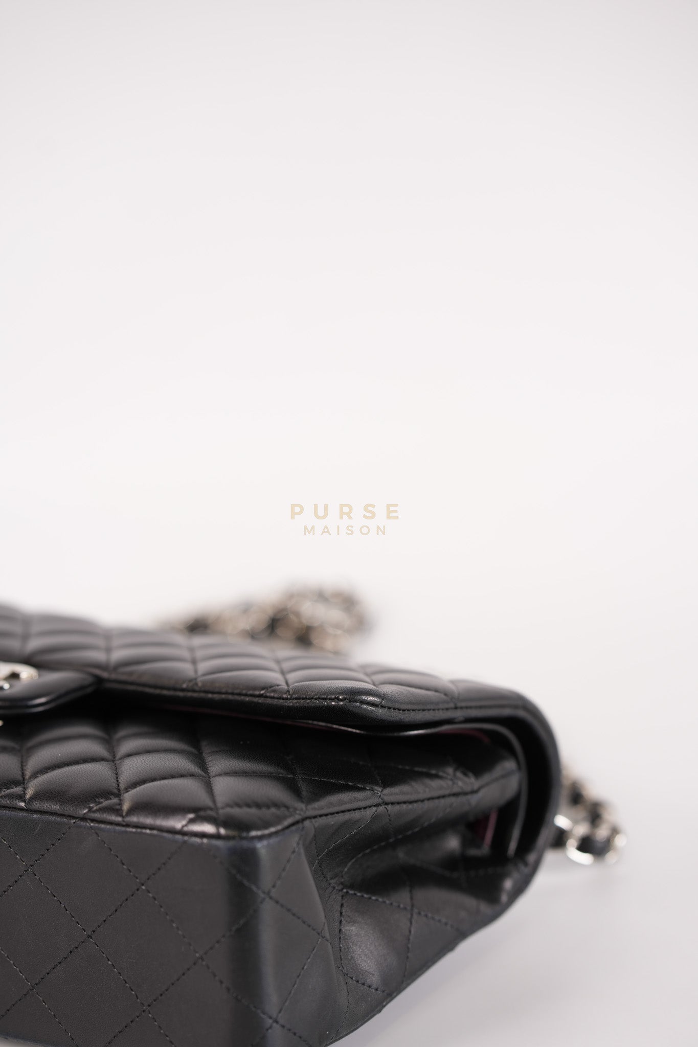 Classic Double Flap Medium in Black Lambskin Leather and Silver Hardware Series 25 | Purse Maison Luxury Bags Shop