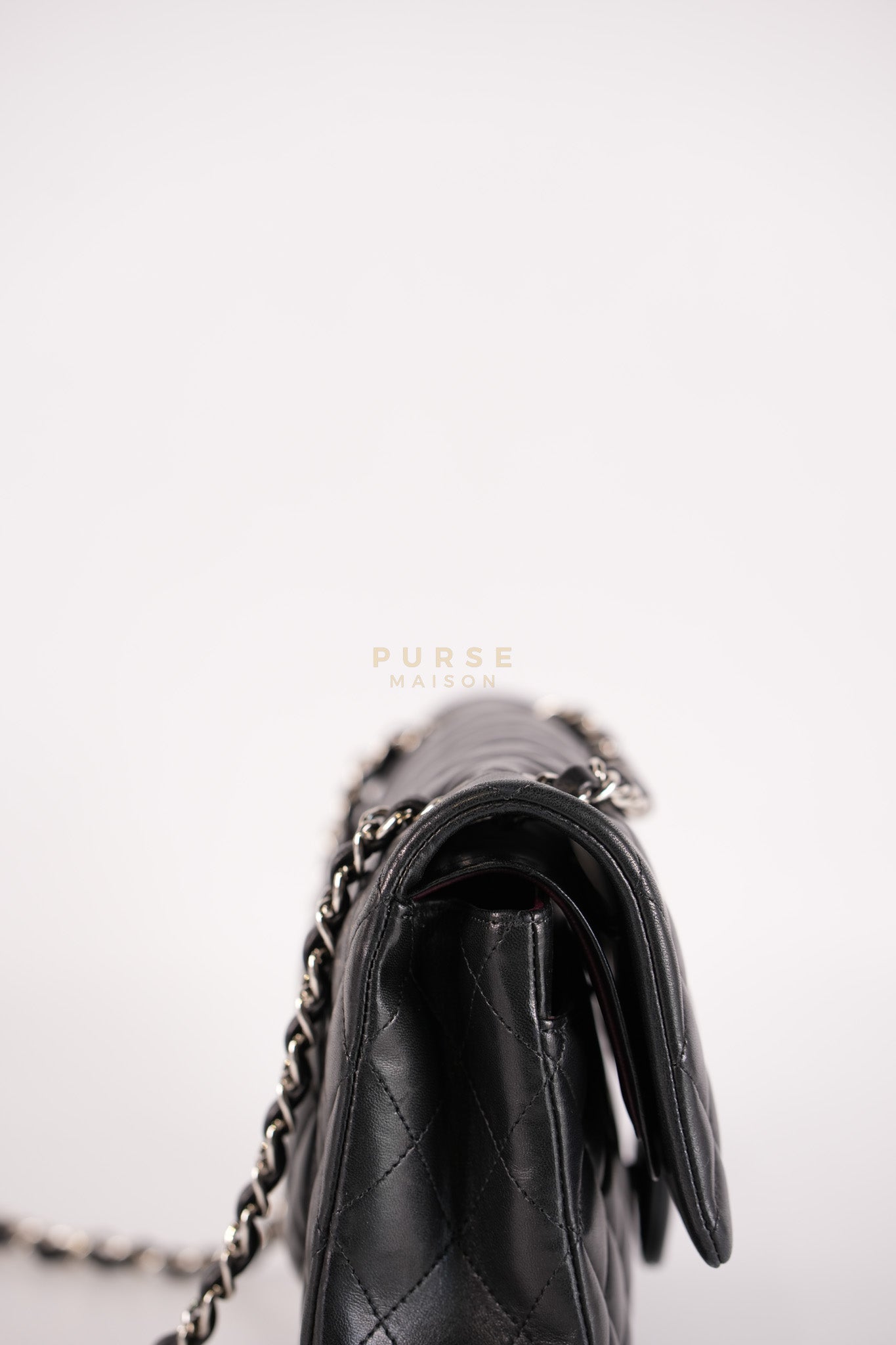 Classic Double Flap Medium in Black Lambskin Leather and Silver Hardware Series 25 | Purse Maison Luxury Bags Shop