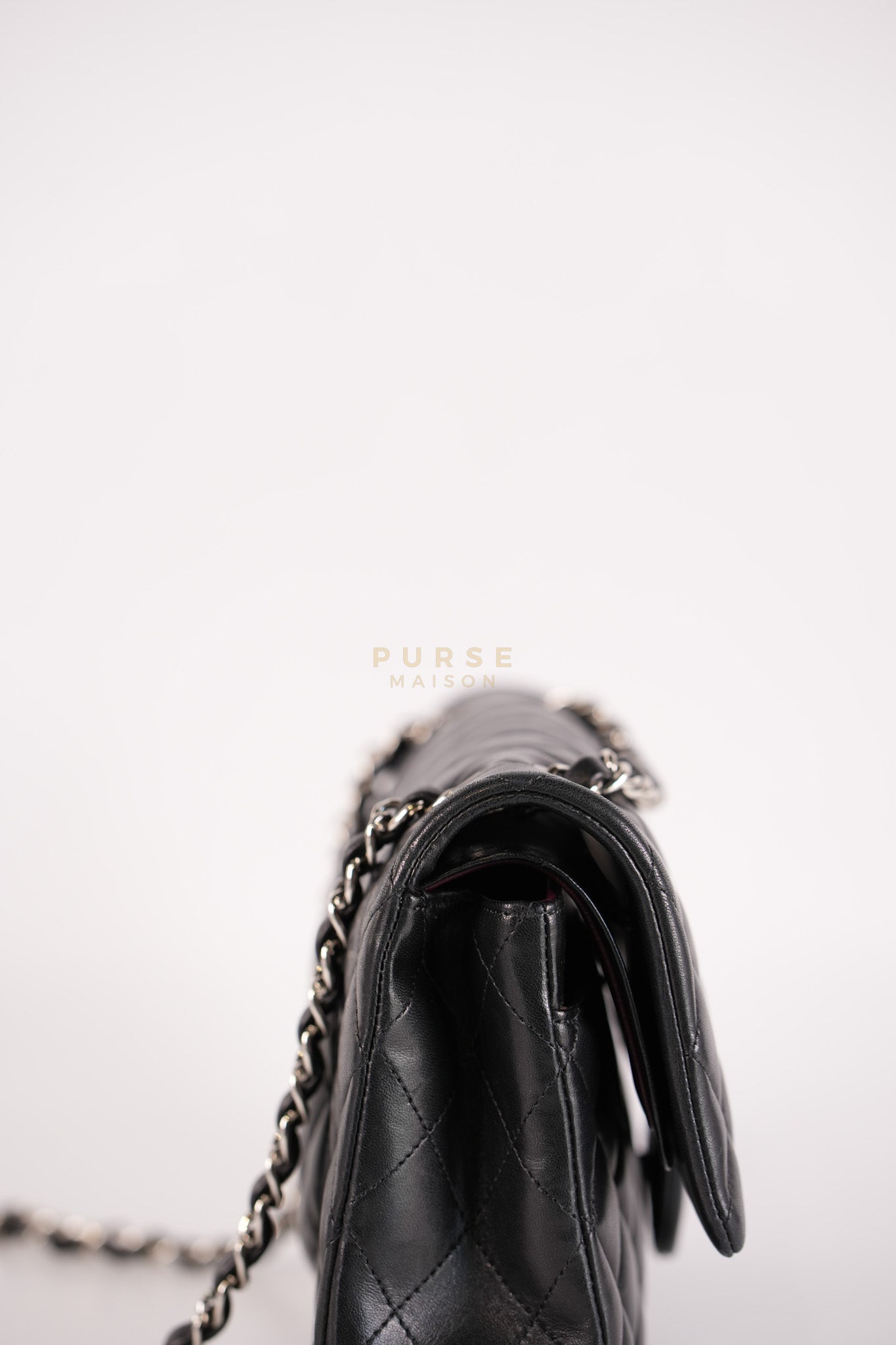 Classic Double Flap Medium in Black Lambskin Leather and Silver Hardware Series 25 | Purse Maison Luxury Bags Shop