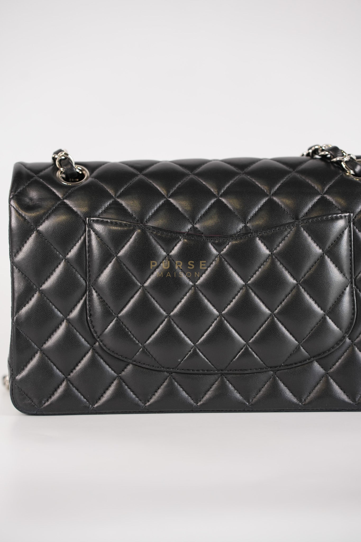 Classic Double Flap Medium in Black Lambskin Leather and Silver Hardware Series 25 | Purse Maison Luxury Bags Shop