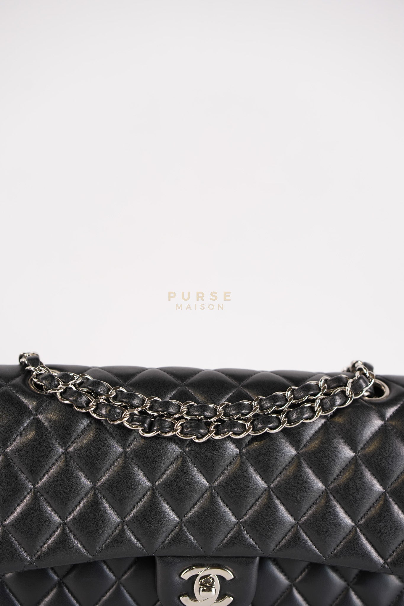 Classic Double Flap Medium in Black Lambskin Leather and Silver Hardware Series 25 | Purse Maison Luxury Bags Shop