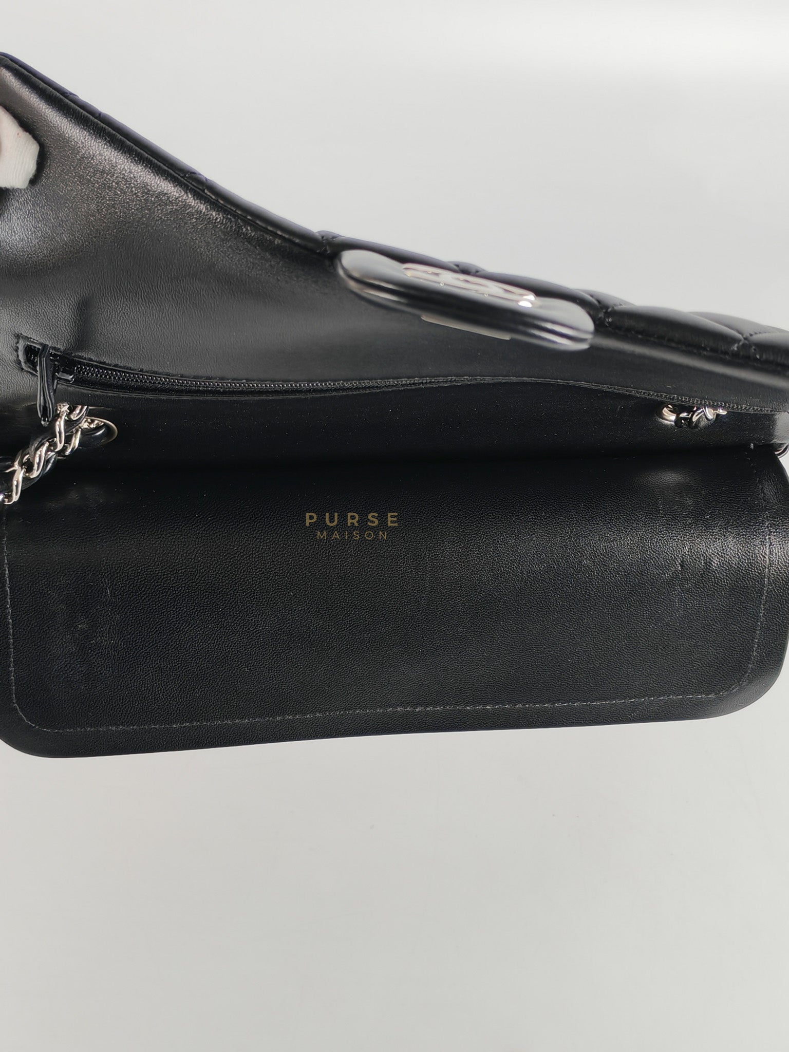 Classic Double Flap Medium in Black Lambskin Leather and Silver Hardware Series 25 | Purse Maison Luxury Bags Shop