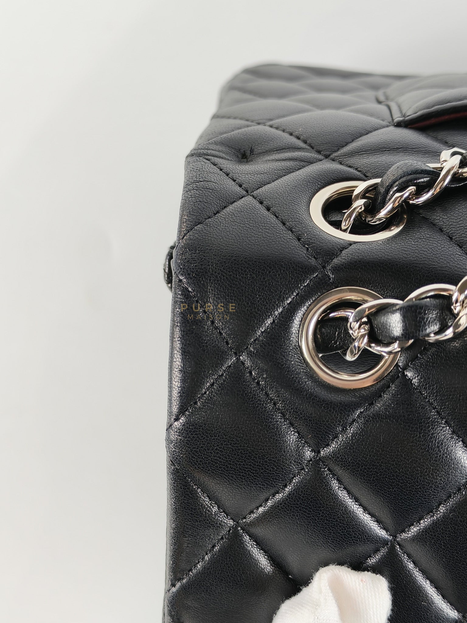 Classic Double Flap Medium in Black Lambskin Leather and Silver Hardware Series 25 | Purse Maison Luxury Bags Shop