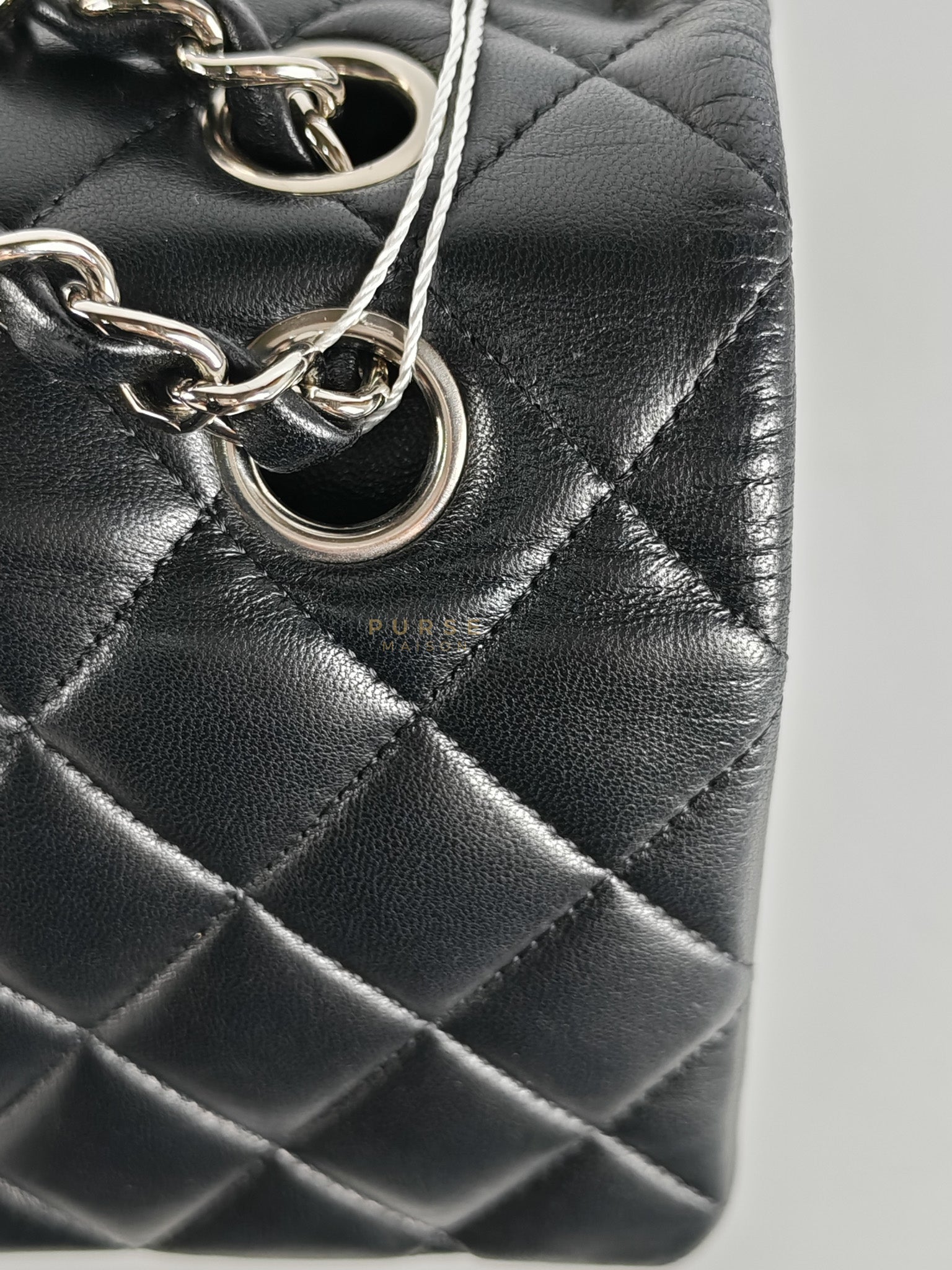 Classic Double Flap Medium in Black Lambskin Leather and Silver Hardware Series 25 | Purse Maison Luxury Bags Shop