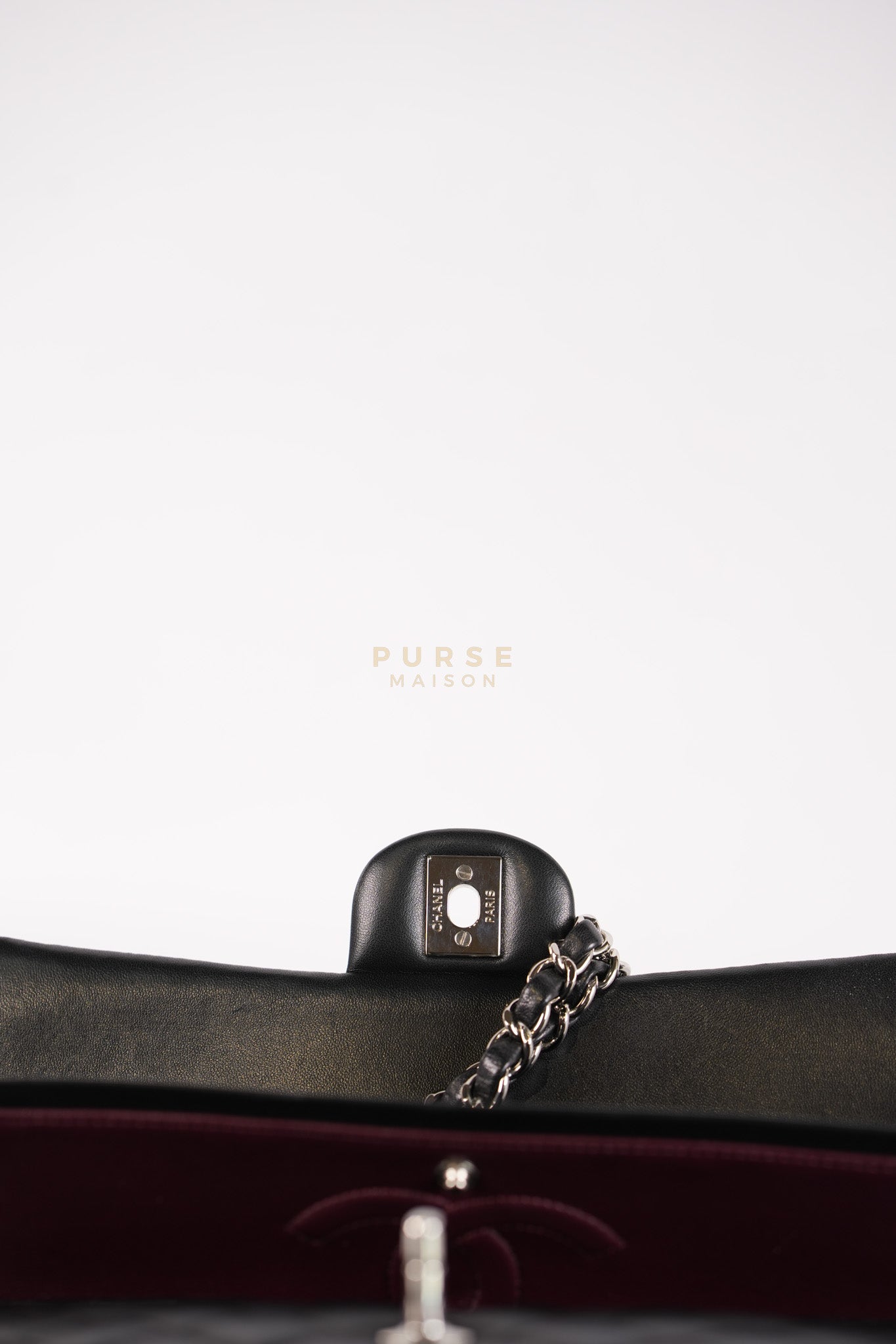 Classic Double Flap Medium in Black Lambskin Leather and Silver Hardware Series 25 | Purse Maison Luxury Bags Shop