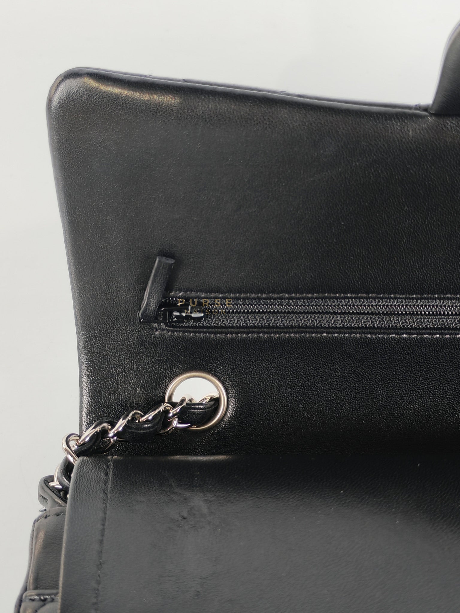 Classic Double Flap Medium in Black Lambskin Leather and Silver Hardware Series 25 | Purse Maison Luxury Bags Shop