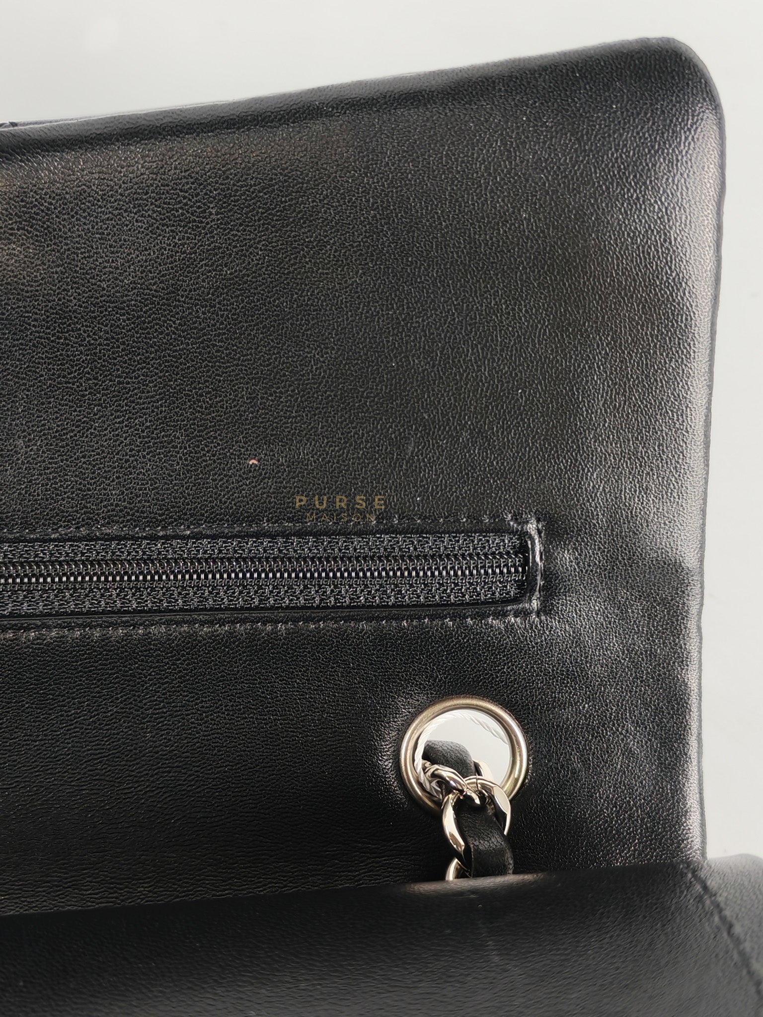 Classic Double Flap Medium in Black Lambskin Leather and Silver Hardware Series 25 | Purse Maison Luxury Bags Shop