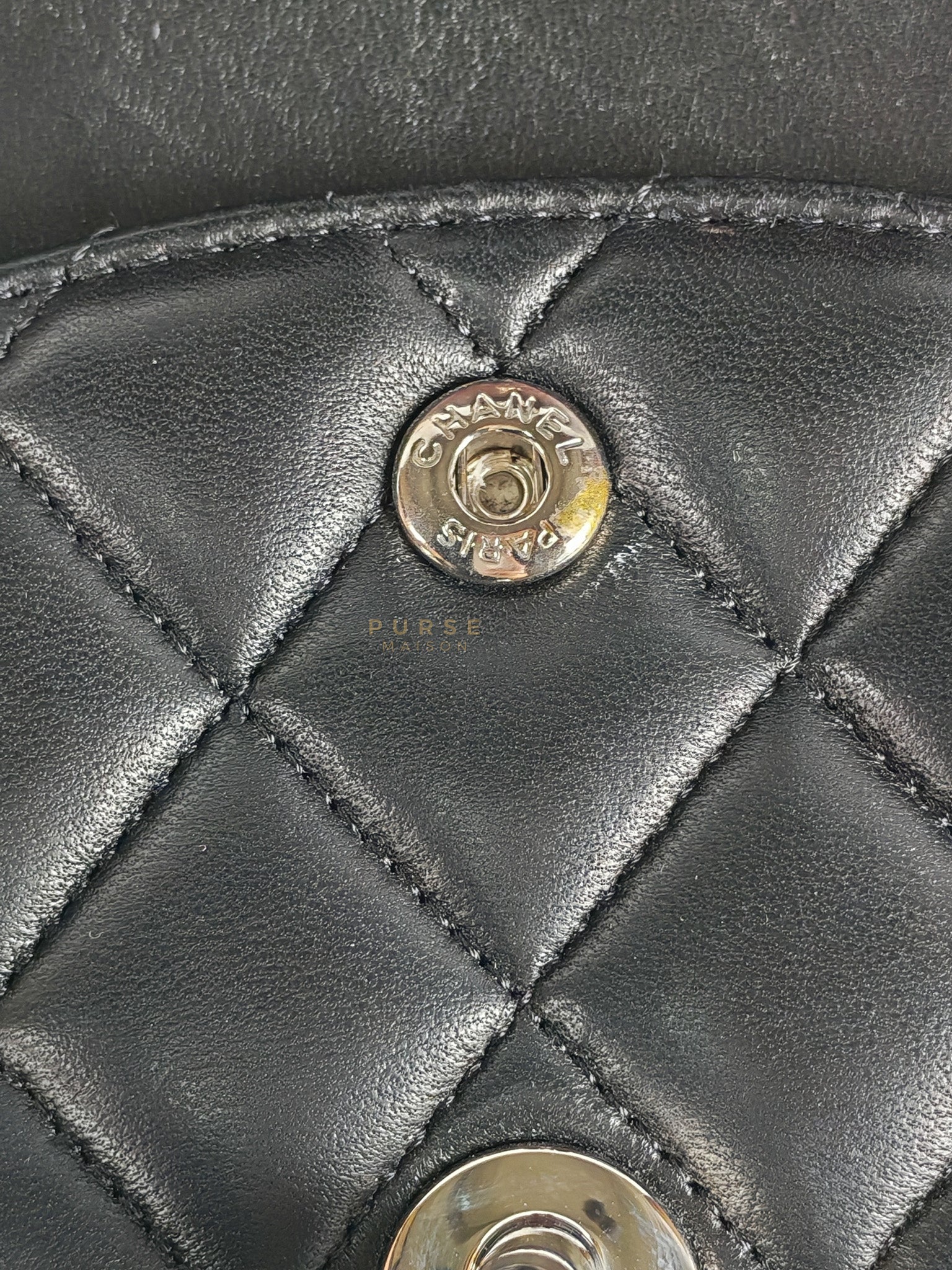 Classic Double Flap Medium in Black Lambskin Leather and Silver Hardware Series 25 | Purse Maison Luxury Bags Shop