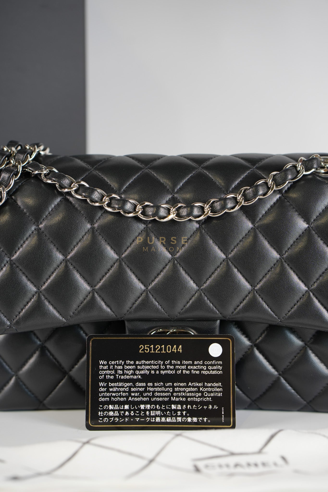 Classic Double Flap Medium in Black Lambskin Leather and Silver Hardware Series 25 | Purse Maison Luxury Bags Shop