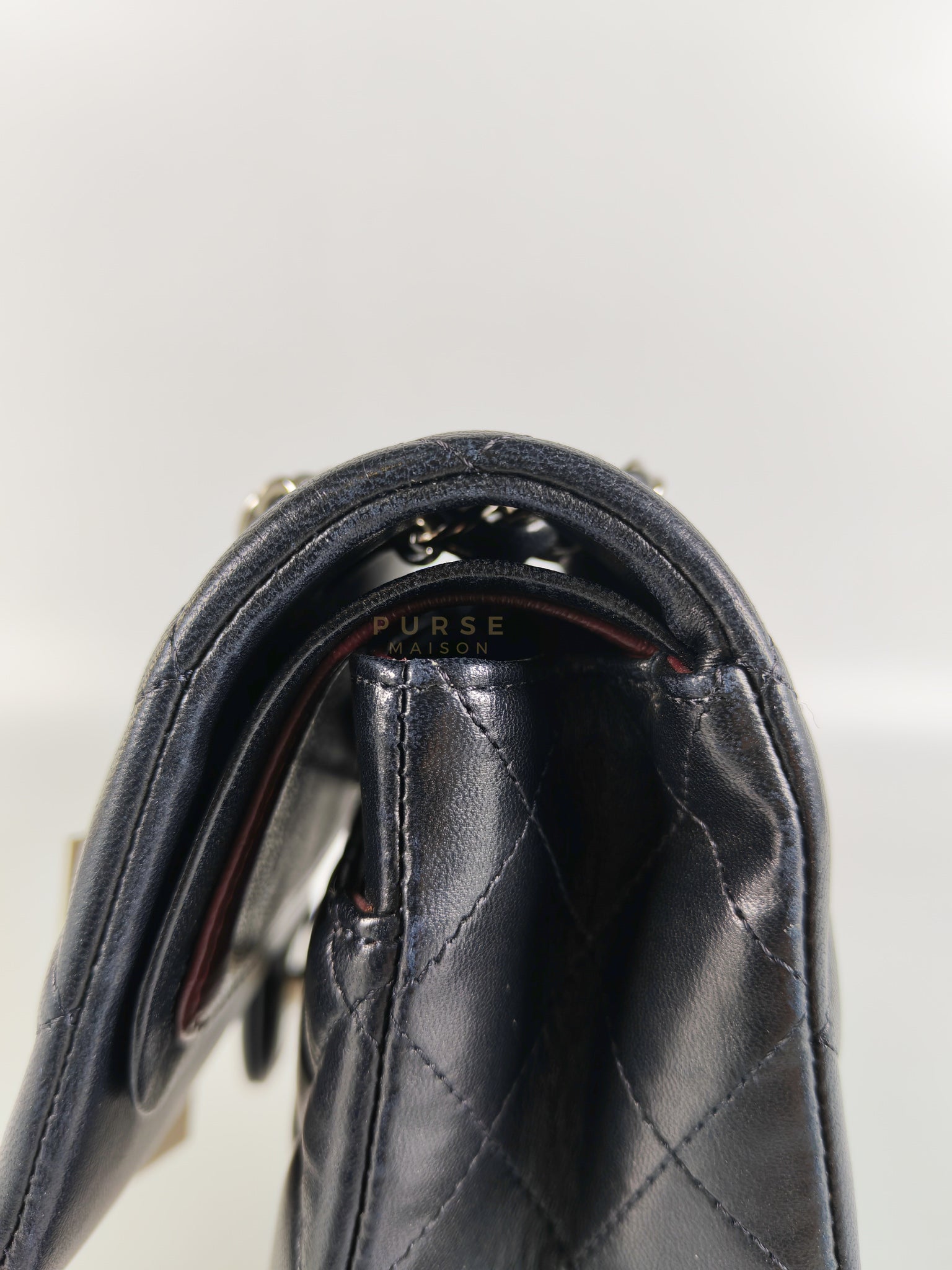 Classic Double Flap Medium in Black Lambskin Leather and Silver Hardware Series 25 | Purse Maison Luxury Bags Shop