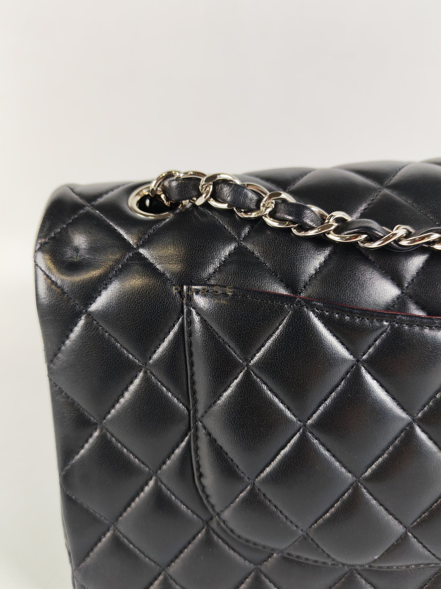 Classic Double Flap Medium in Black Lambskin Leather and Silver Hardware Series 25 | Purse Maison Luxury Bags Shop