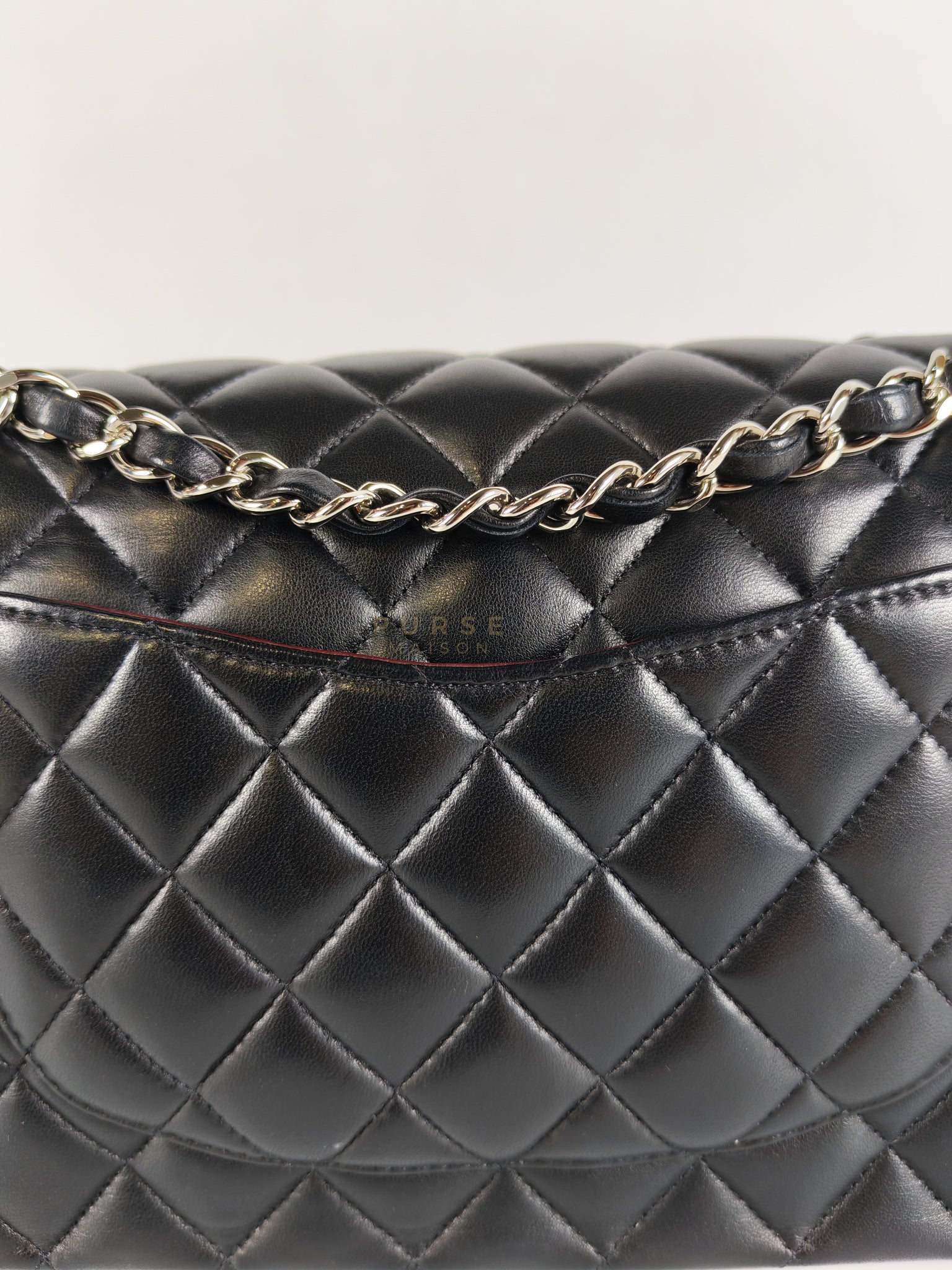 Classic Double Flap Medium in Black Lambskin Leather and Silver Hardware Series 25 | Purse Maison Luxury Bags Shop
