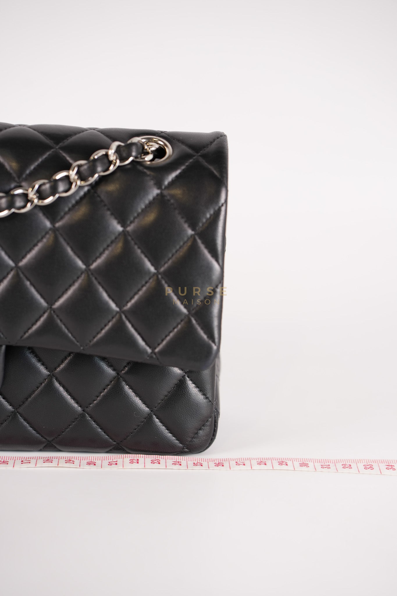 Classic Double Flap Medium in Black Lambskin Leather and Silver Hardware Series 25 | Purse Maison Luxury Bags Shop