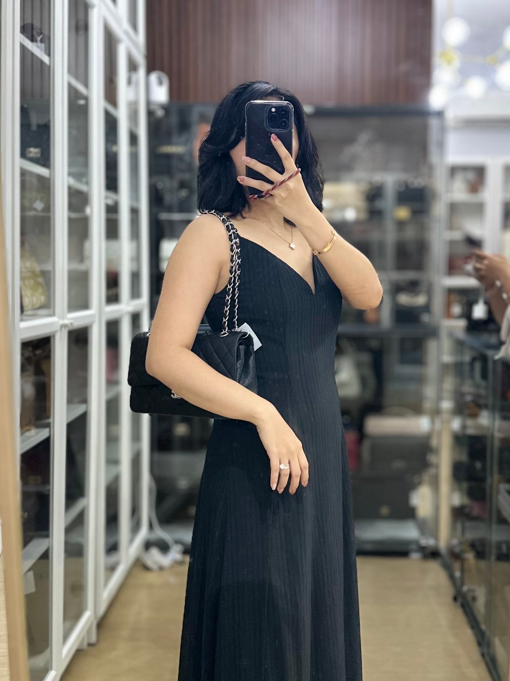 Classic Double Flap Medium in Black Lambskin Leather and Silver Hardware Series 25 | Purse Maison Luxury Bags Shop