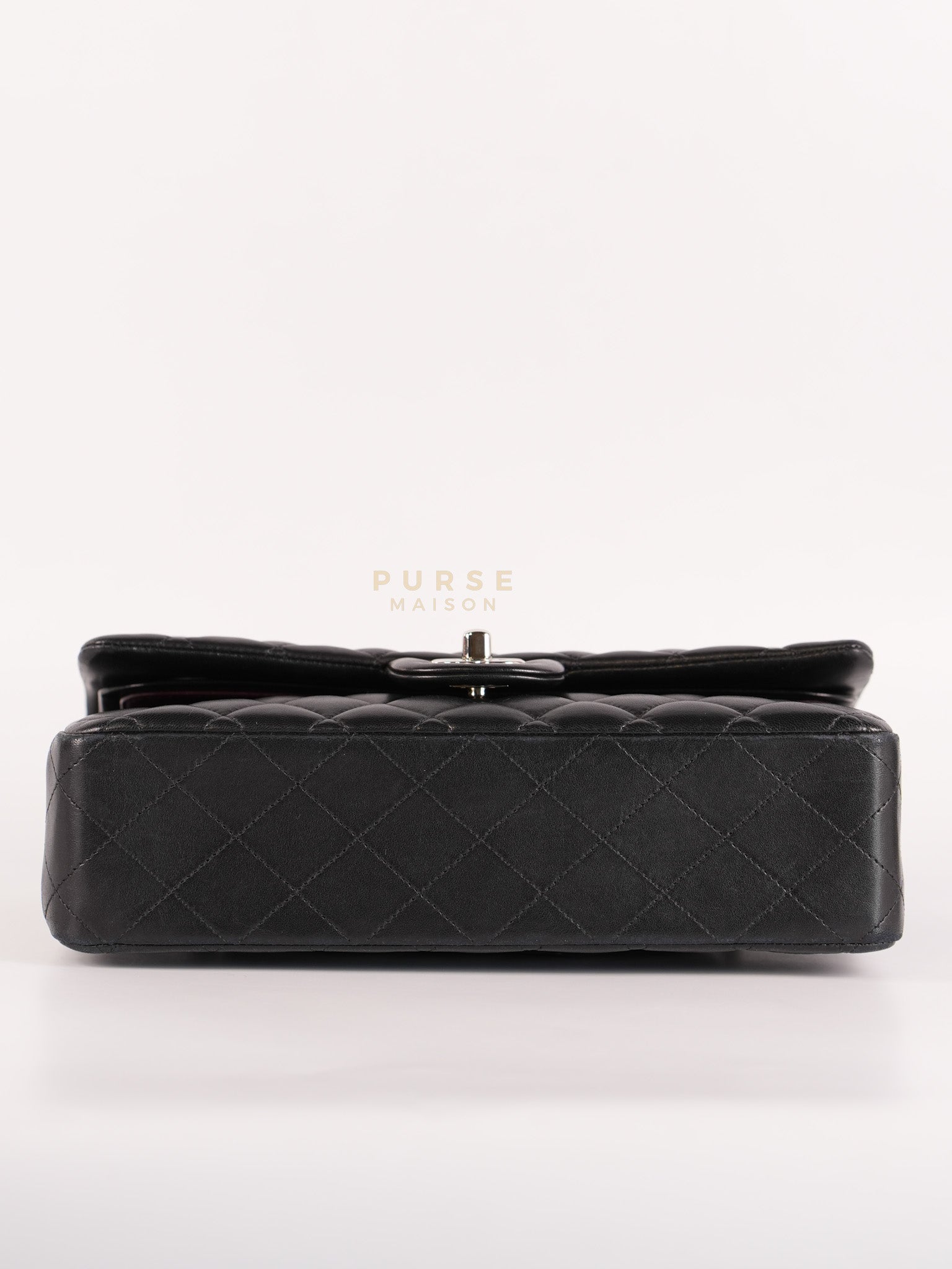 Classic Double Flap Medium in Black Lambskin Leather and Silver Hardware Series 25 | Purse Maison Luxury Bags Shop