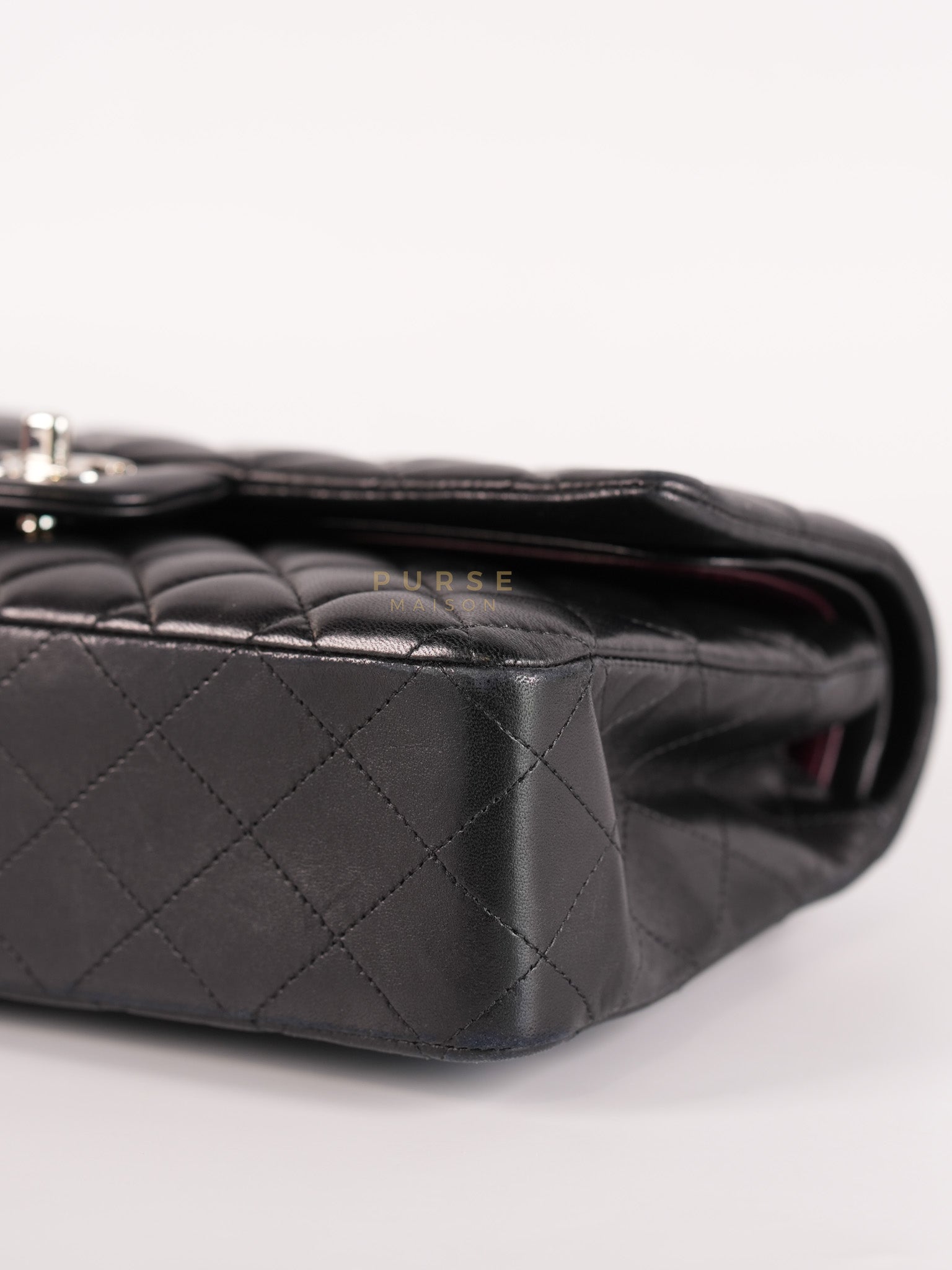 Classic Double Flap Medium in Black Lambskin Leather and Silver Hardware Series 25 | Purse Maison Luxury Bags Shop