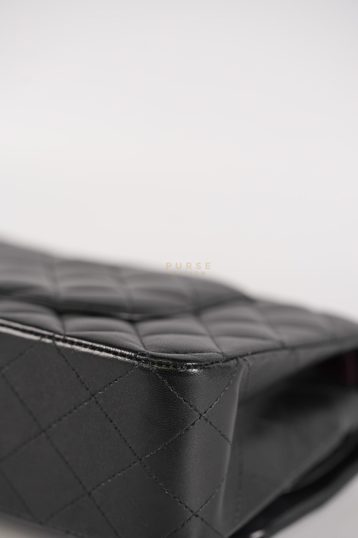 Classic Double Flap Medium in Black Lambskin Leather and Silver Hardware Series 27 | Purse Maison Luxury Bags Shop