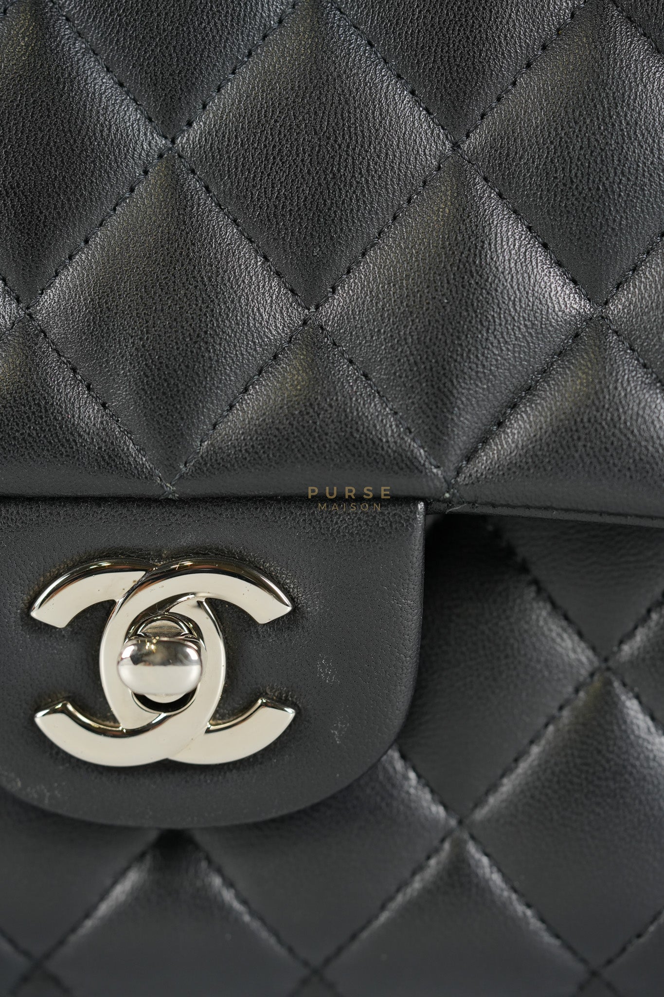 Classic Double Flap Medium in Black Lambskin Leather and Silver Hardware Series 27 | Purse Maison Luxury Bags Shop