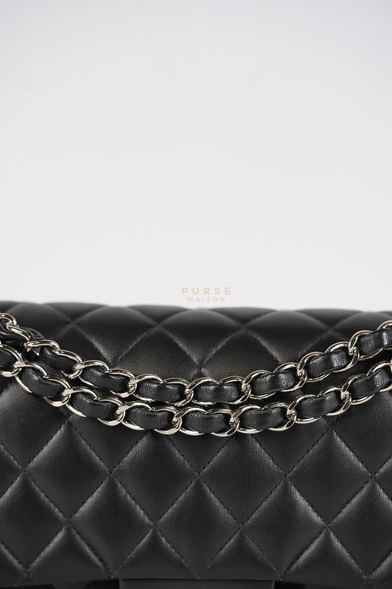 Classic Double Flap Medium in Black Lambskin Leather and Silver Hardware Series 27 | Purse Maison Luxury Bags Shop