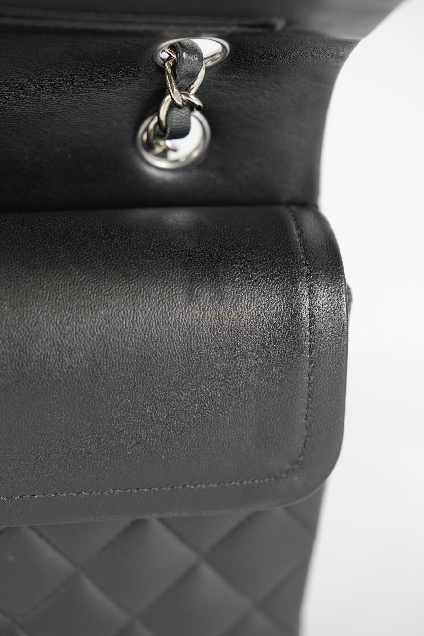 Classic Double Flap Medium in Black Lambskin Leather and Silver Hardware Series 27 | Purse Maison Luxury Bags Shop