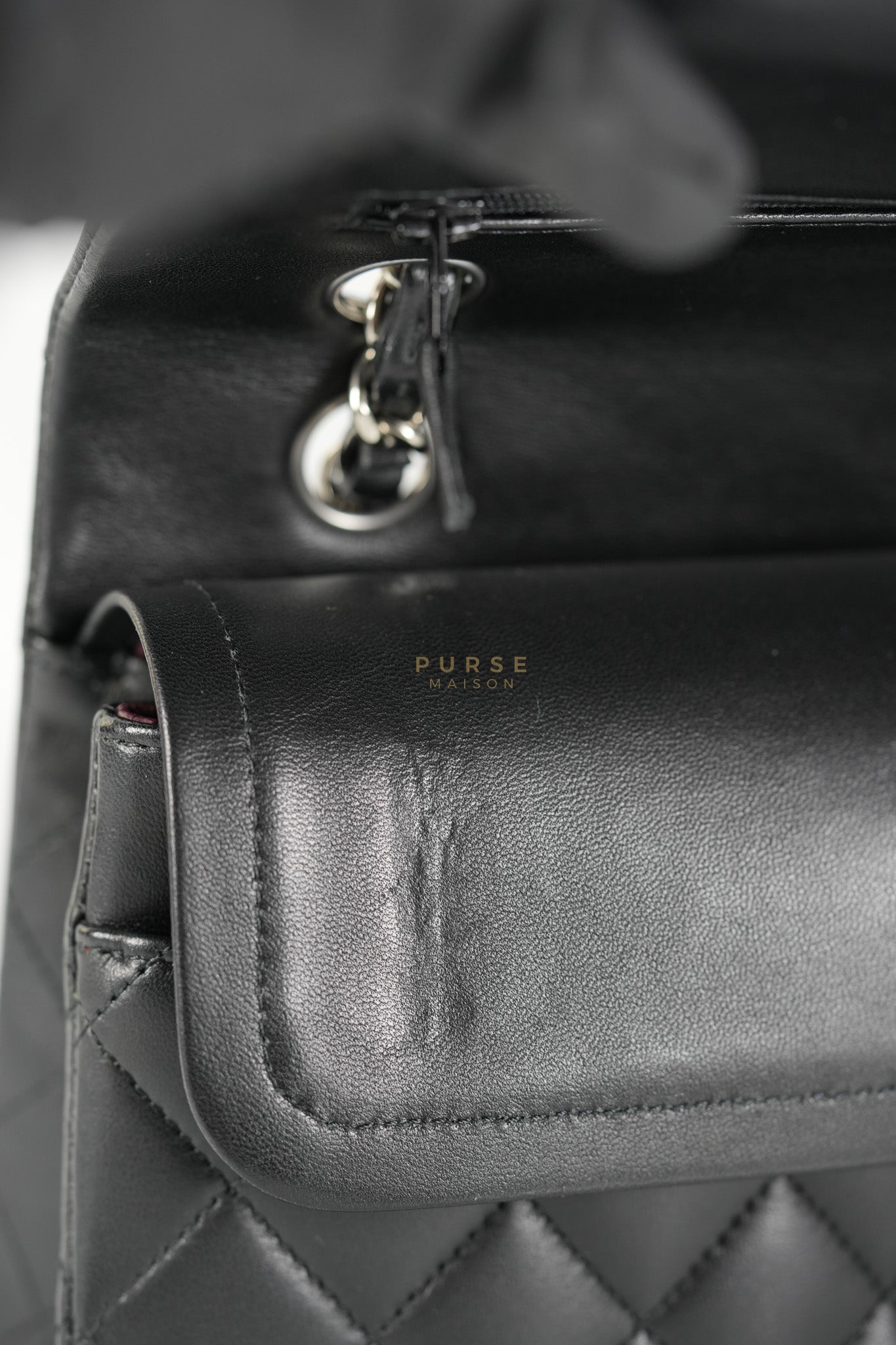 Classic Double Flap Medium in Black Lambskin Leather and Silver Hardware Series 27 | Purse Maison Luxury Bags Shop