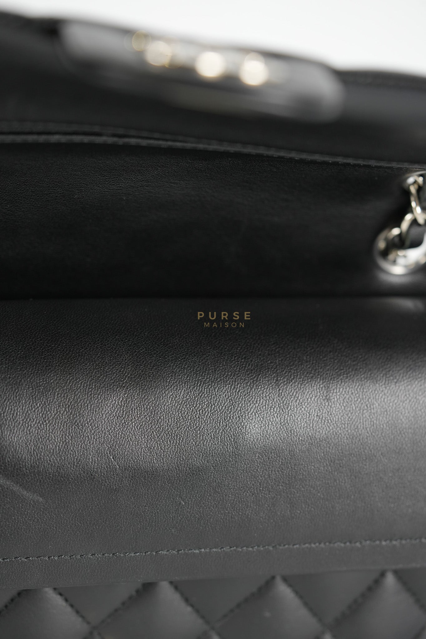 Classic Double Flap Medium in Black Lambskin Leather and Silver Hardware Series 27 | Purse Maison Luxury Bags Shop