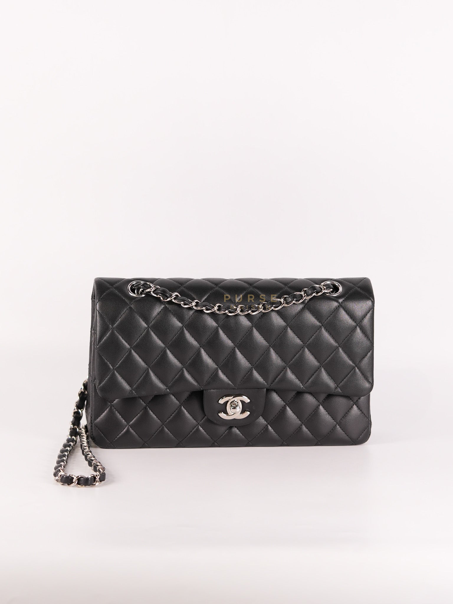 Classic Double Flap Medium in Black Lambskin Leather and Silver Hardware Series 27 | Purse Maison Luxury Bags Shop