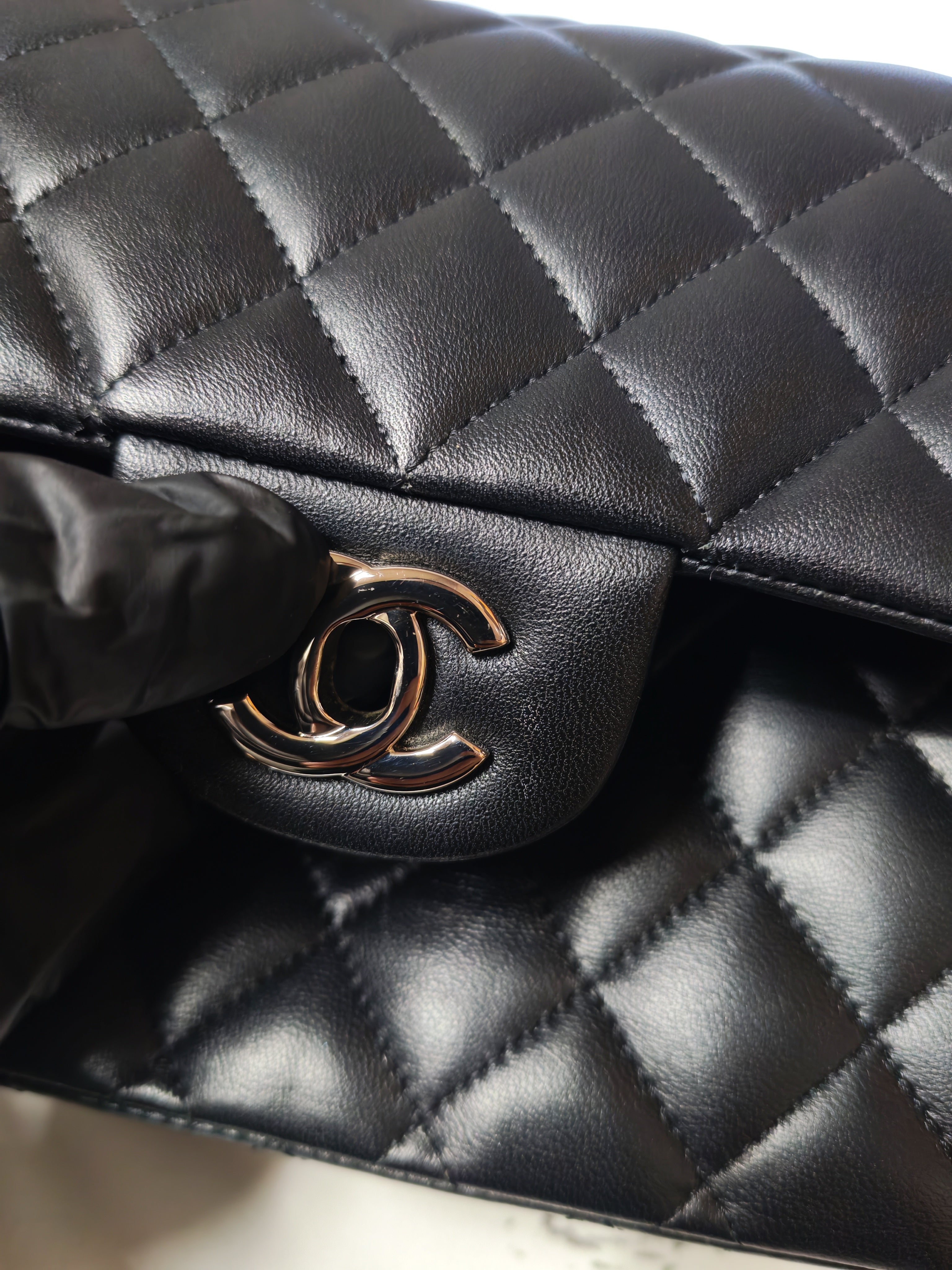 Classic Double Flap Medium in Black Lambskin Leather and Silver Hardware Series 27 | Purse Maison Luxury Bags Shop