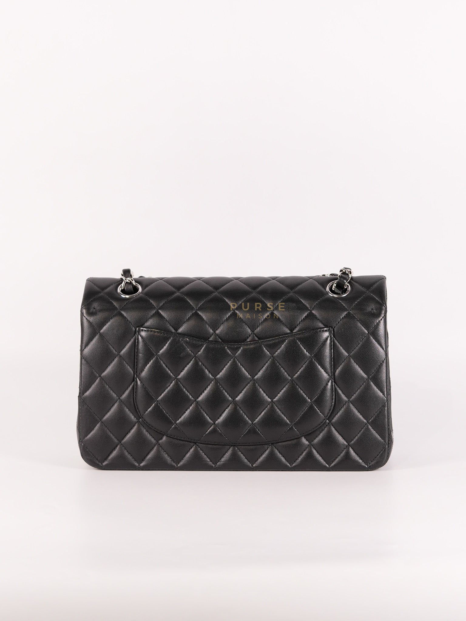 Classic Double Flap Medium in Black Lambskin Leather and Silver Hardware Series 27 | Purse Maison Luxury Bags Shop