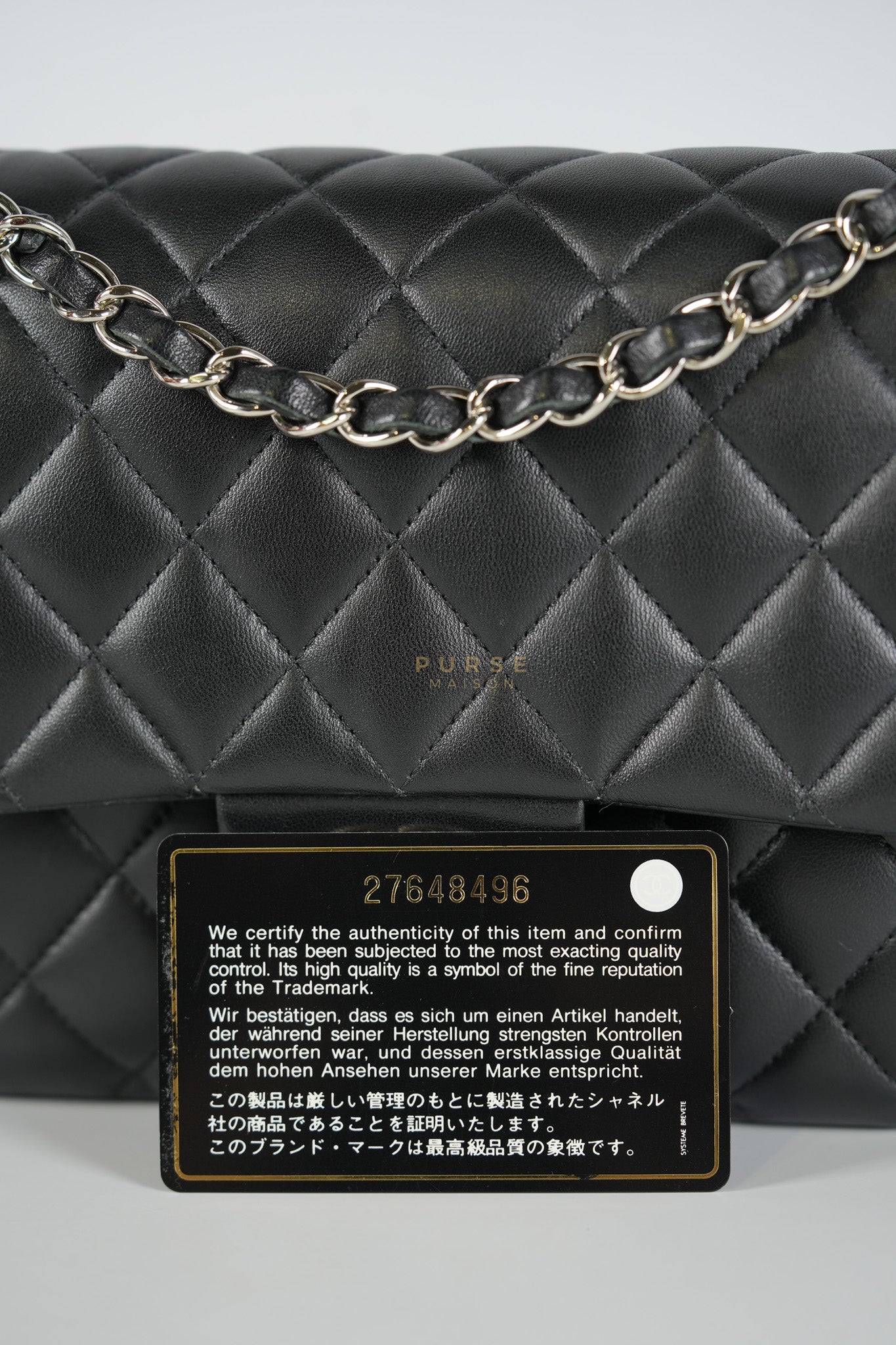 Classic Double Flap Medium in Black Lambskin Leather and Silver Hardware Series 27 | Purse Maison Luxury Bags Shop