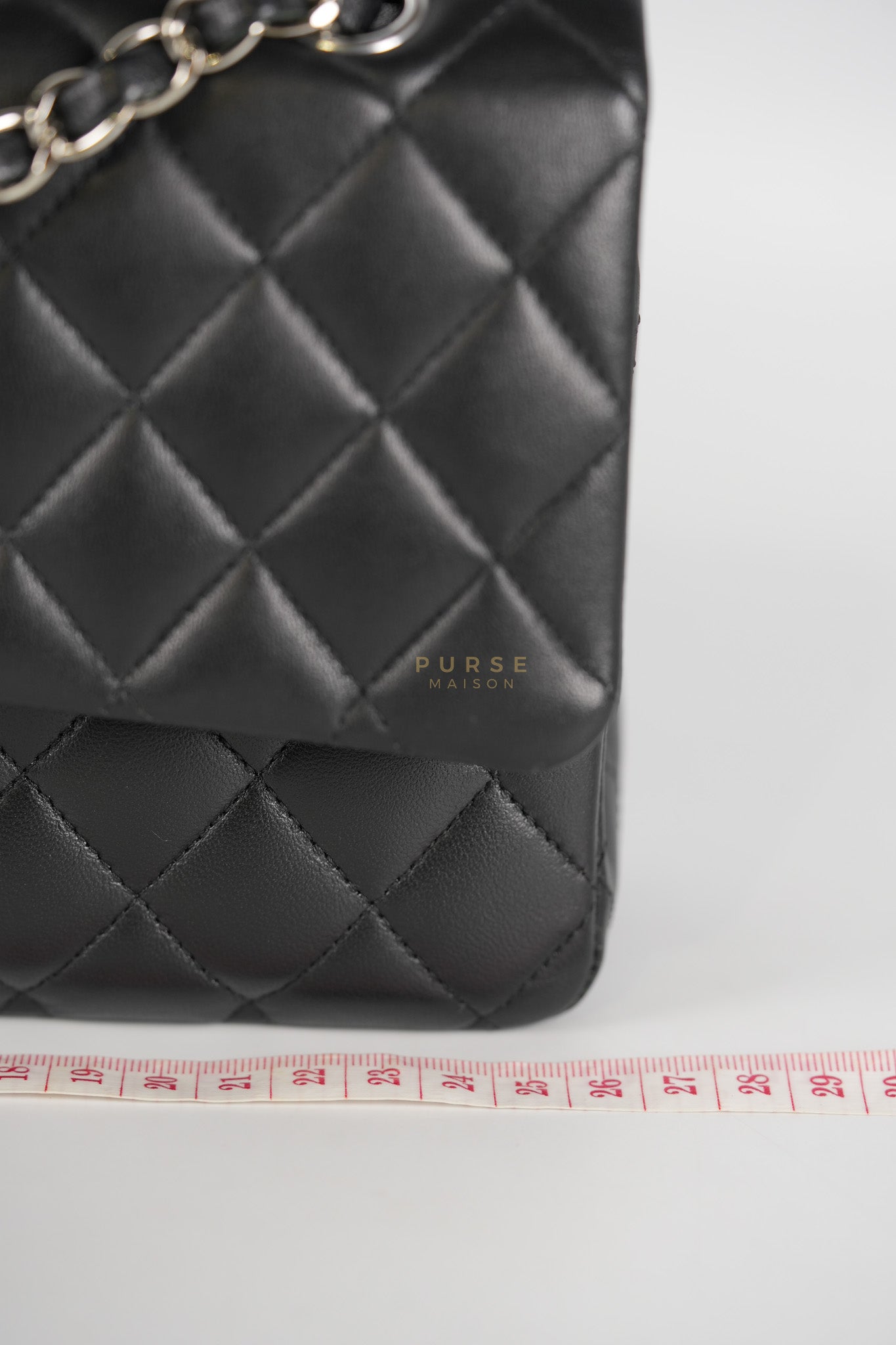 Classic Double Flap Medium in Black Lambskin Leather and Silver Hardware Series 27 | Purse Maison Luxury Bags Shop