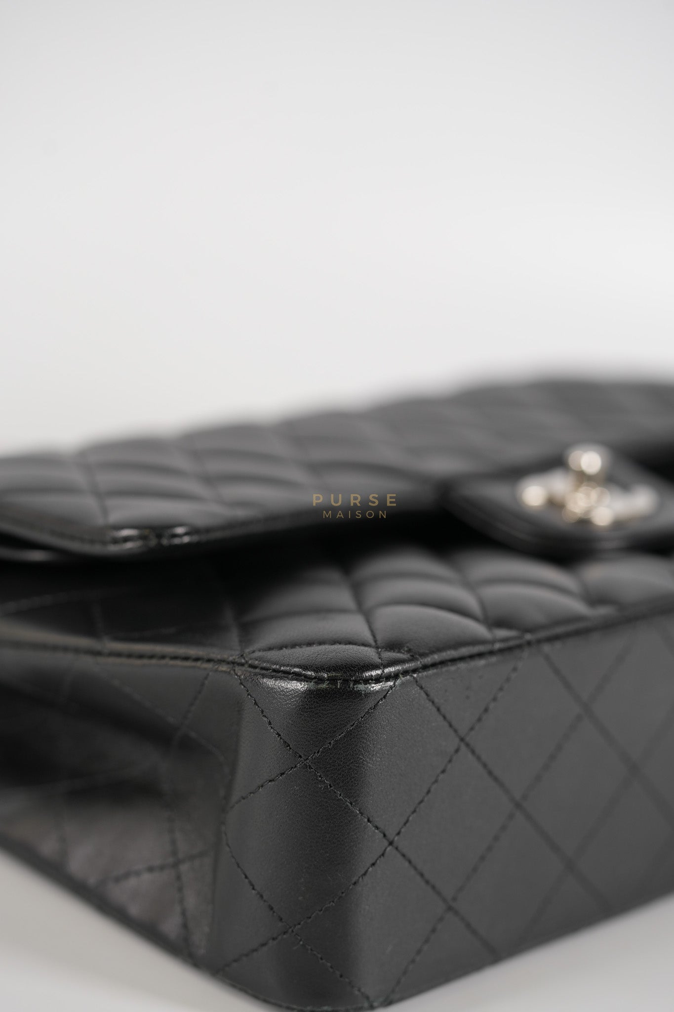 Classic Double Flap Medium in Black Lambskin Leather and Silver Hardware Series 27 | Purse Maison Luxury Bags Shop