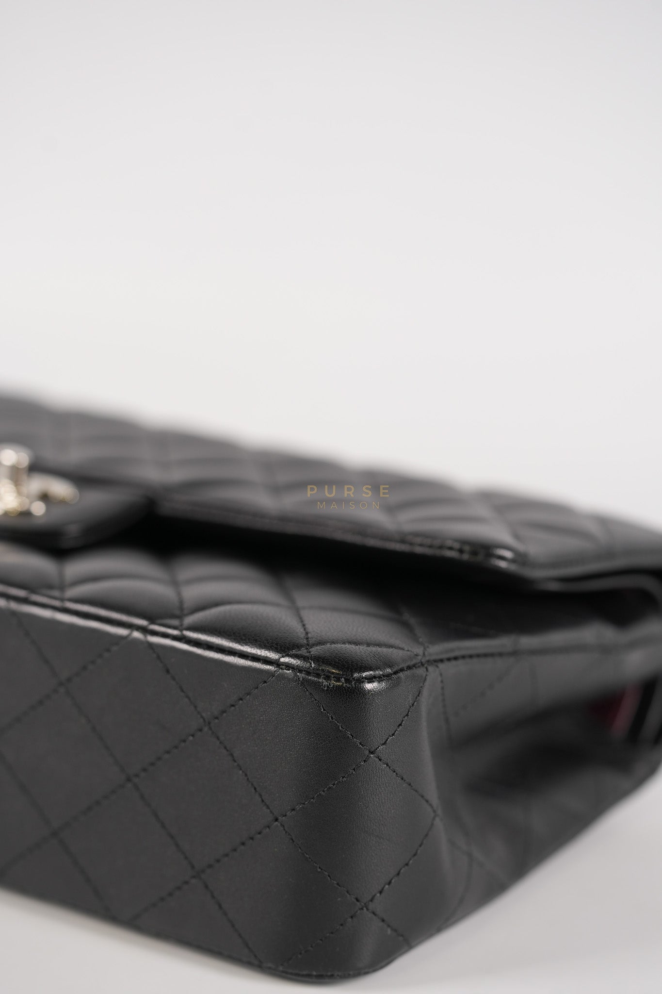 Classic Double Flap Medium in Black Lambskin Leather and Silver Hardware Series 27 | Purse Maison Luxury Bags Shop