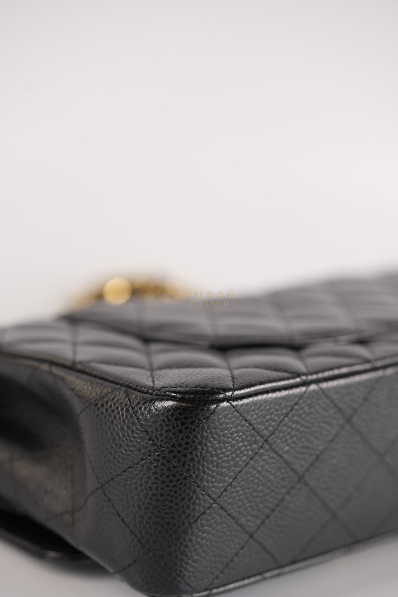 Classic Double Flap Medium in Black Quilted Caviar Leather and Gold Hardware Series 25 | Purse Maison Luxury Bags Shop