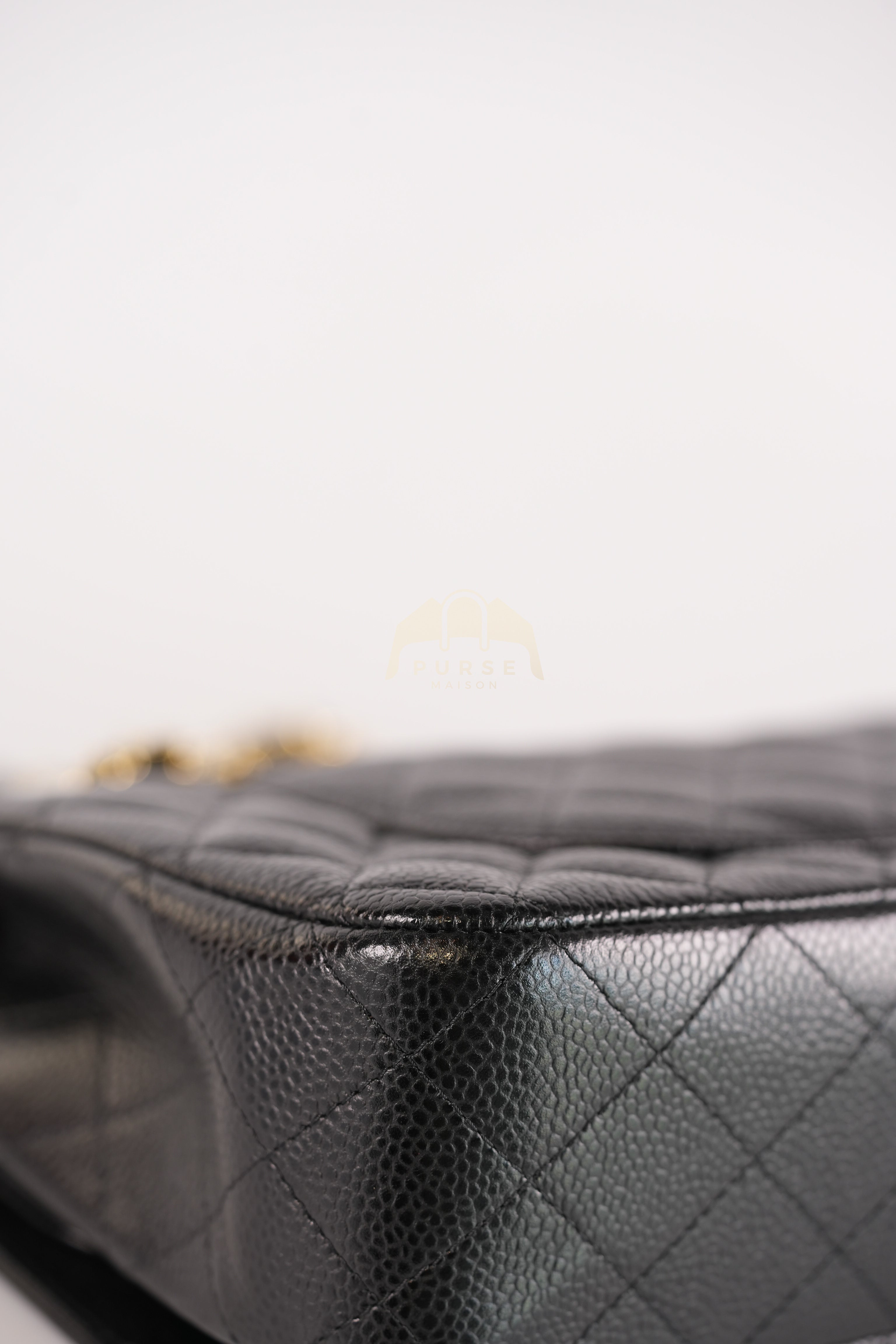 Classic Double Flap Medium in Black Quilted Caviar Leather and Gold Hardware Series 25 | Purse Maison Luxury Bags Shop