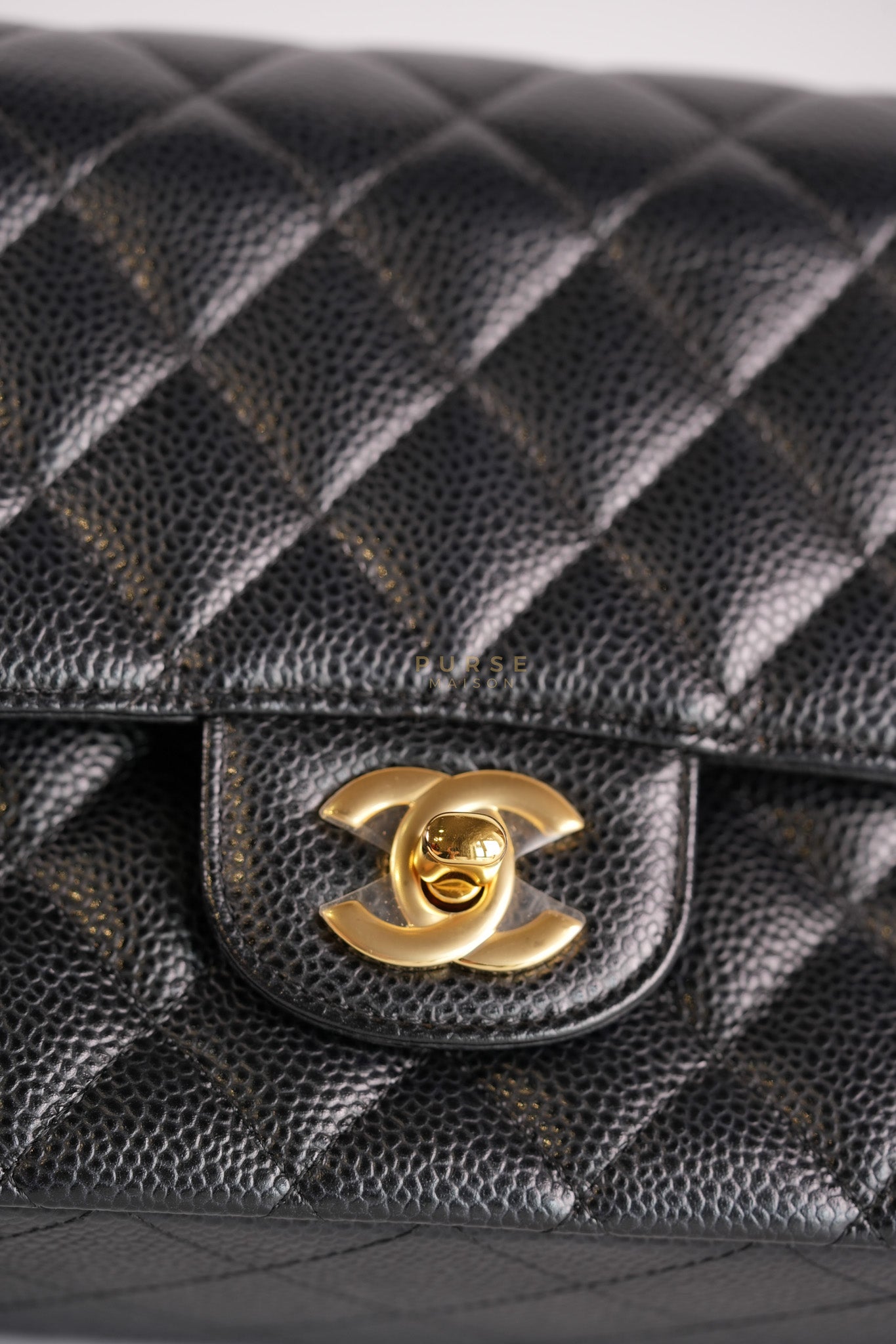 Classic Double Flap Medium in Black Quilted Caviar Leather and Gold Hardware Series 25 | Purse Maison Luxury Bags Shop