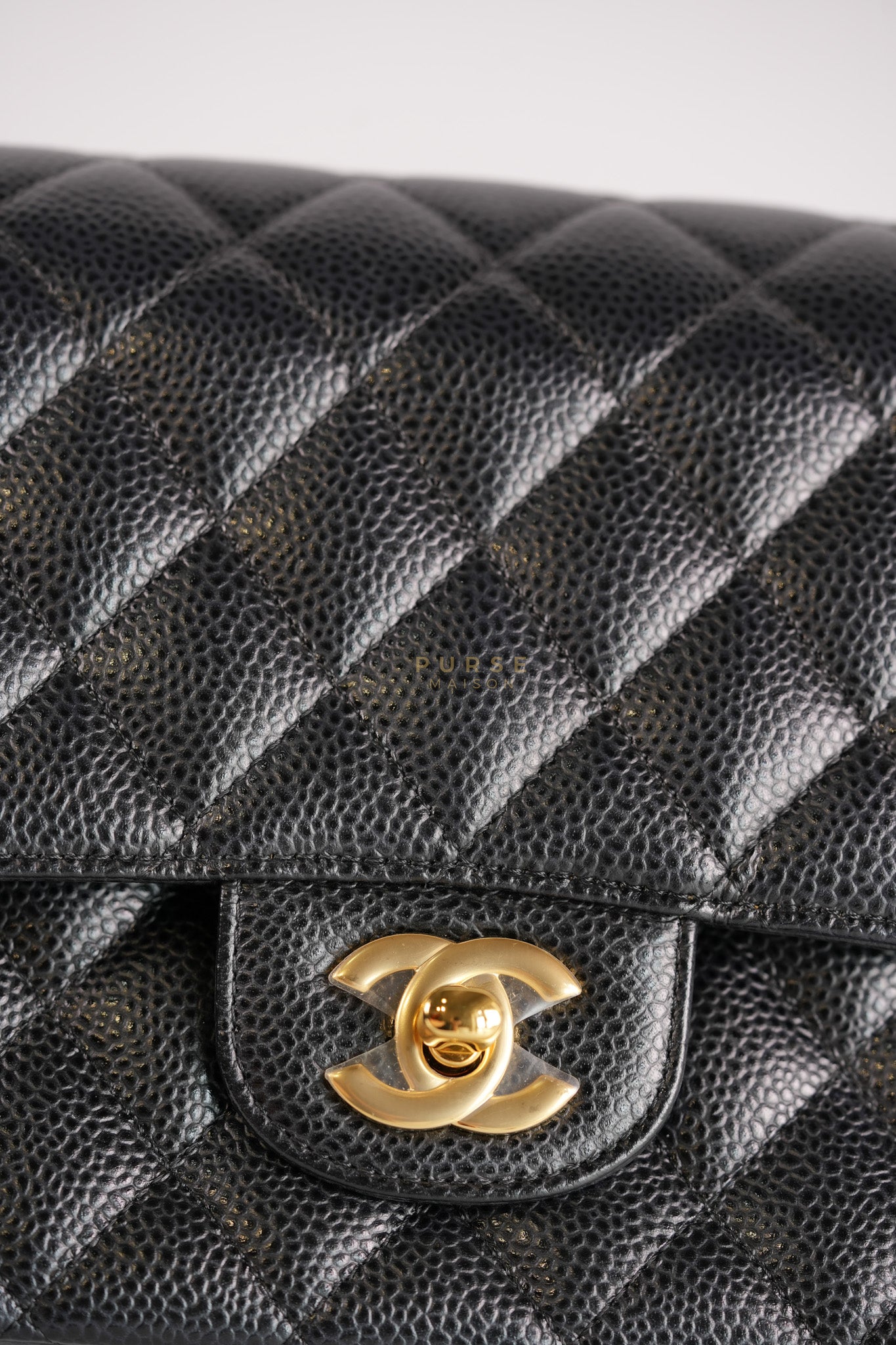 Classic Double Flap Medium in Black Quilted Caviar Leather and Gold Hardware Series 25 | Purse Maison Luxury Bags Shop