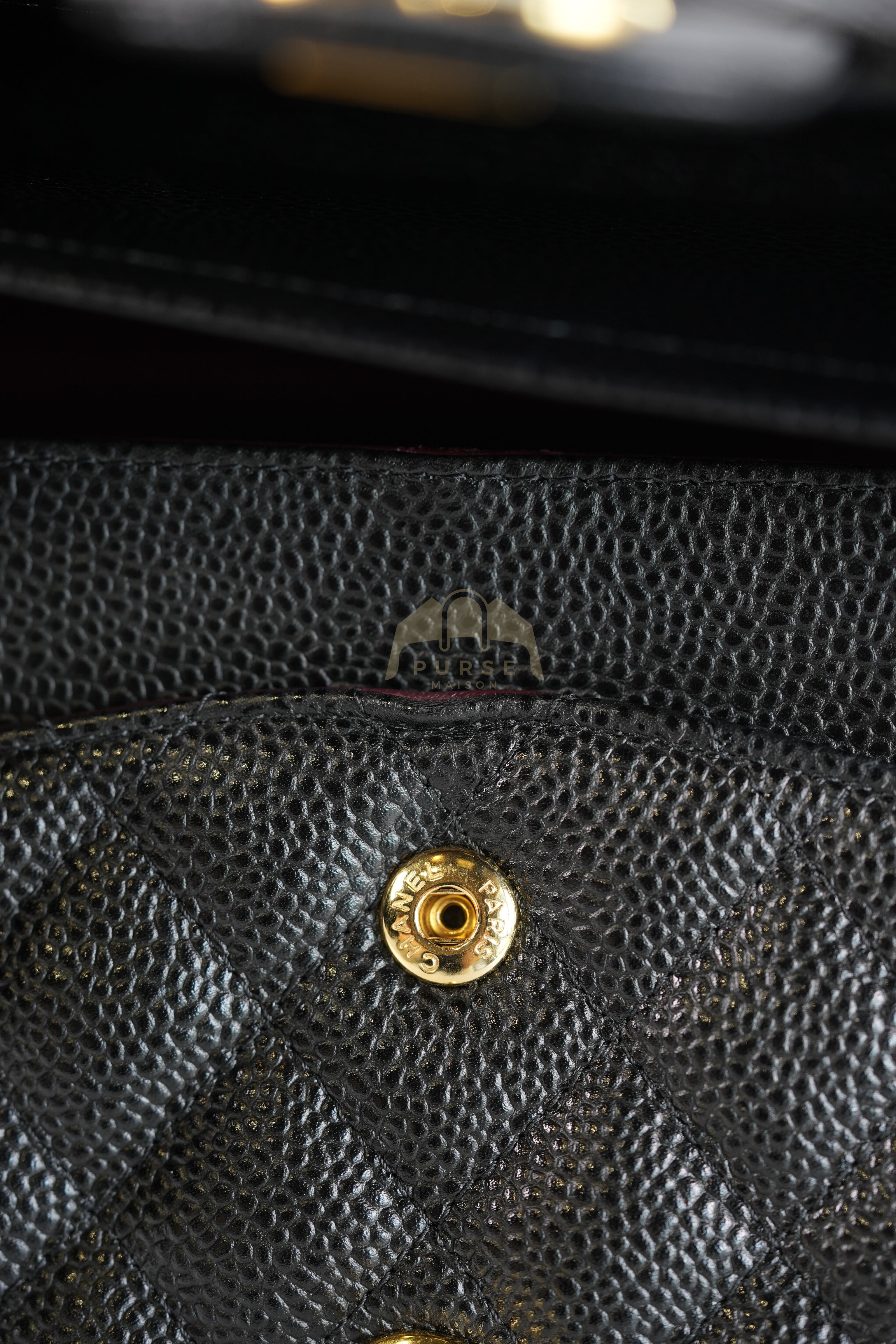 Classic Double Flap Medium in Black Quilted Caviar Leather and Gold Hardware Series 25 | Purse Maison Luxury Bags Shop