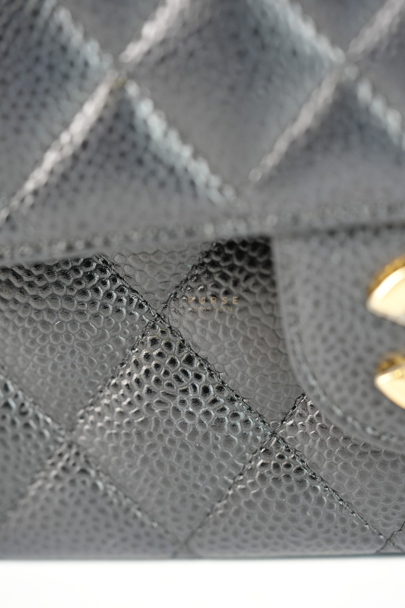 Classic Double Flap Medium in Black Quilted Caviar Leather and Gold Hardware Series 25 | Purse Maison Luxury Bags Shop