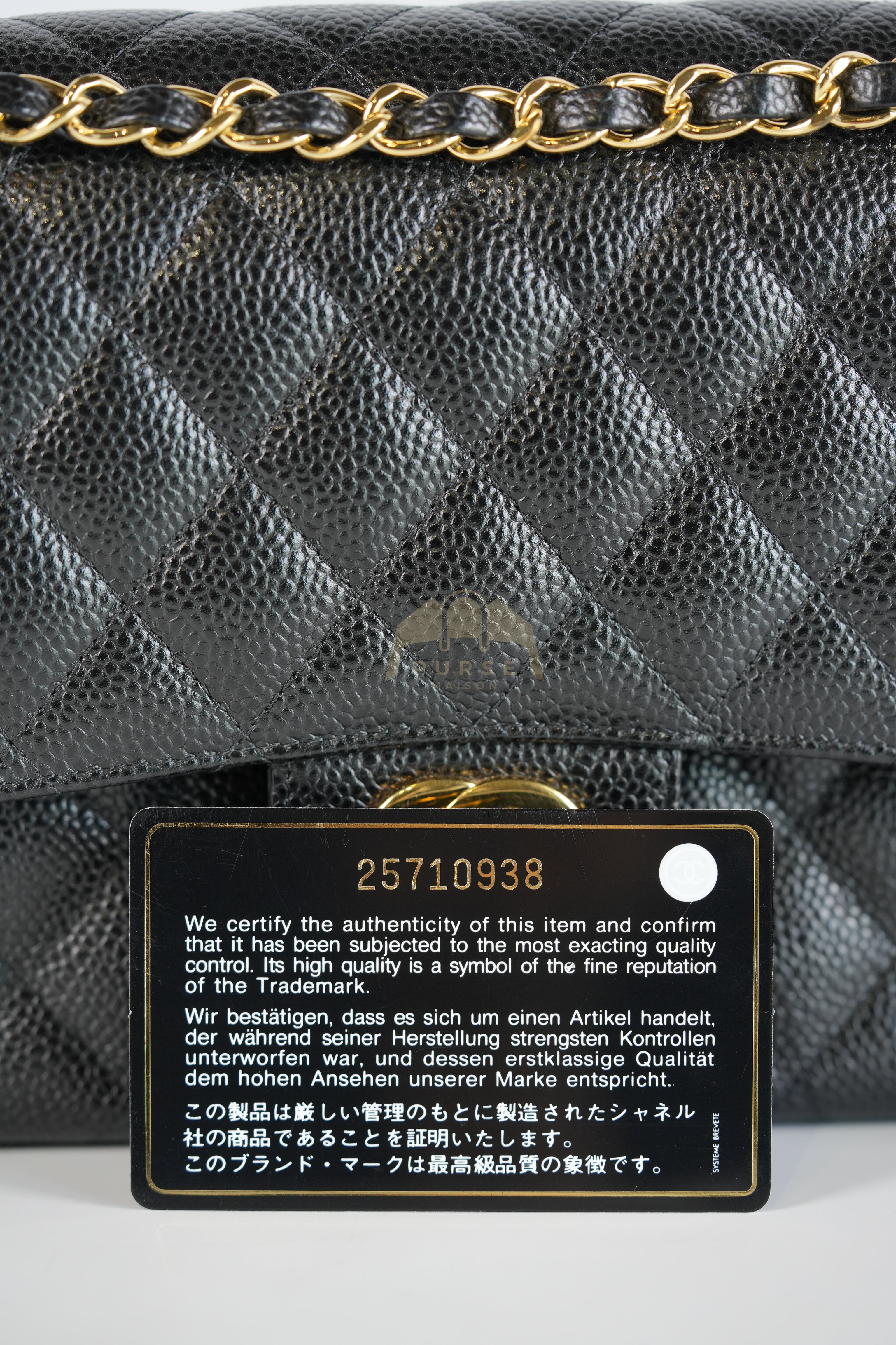 Classic Double Flap Medium in Black Quilted Caviar Leather and Gold Hardware Series 25 | Purse Maison Luxury Bags Shop