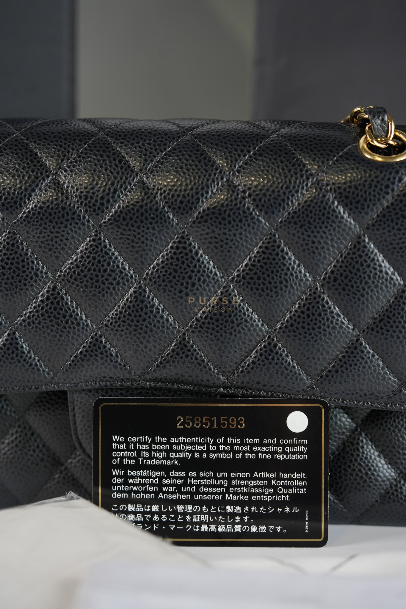 Classic Double Flap Medium in Black Quilted Caviar Leather and Gold Hardware Series 25 | Purse Maison Luxury Bags Shop