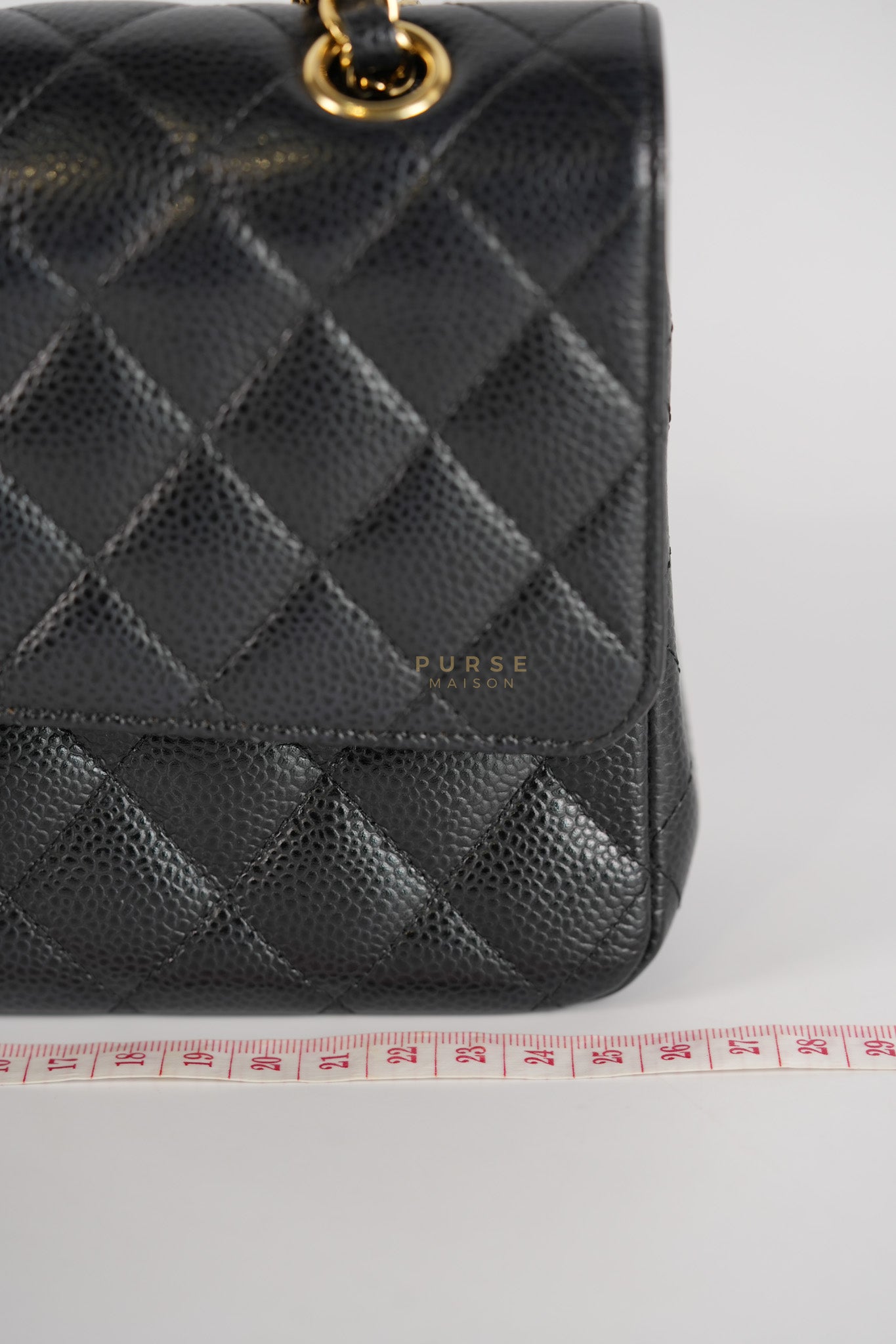 Classic Double Flap Medium in Black Quilted Caviar Leather and Gold Hardware Series 25 | Purse Maison Luxury Bags Shop